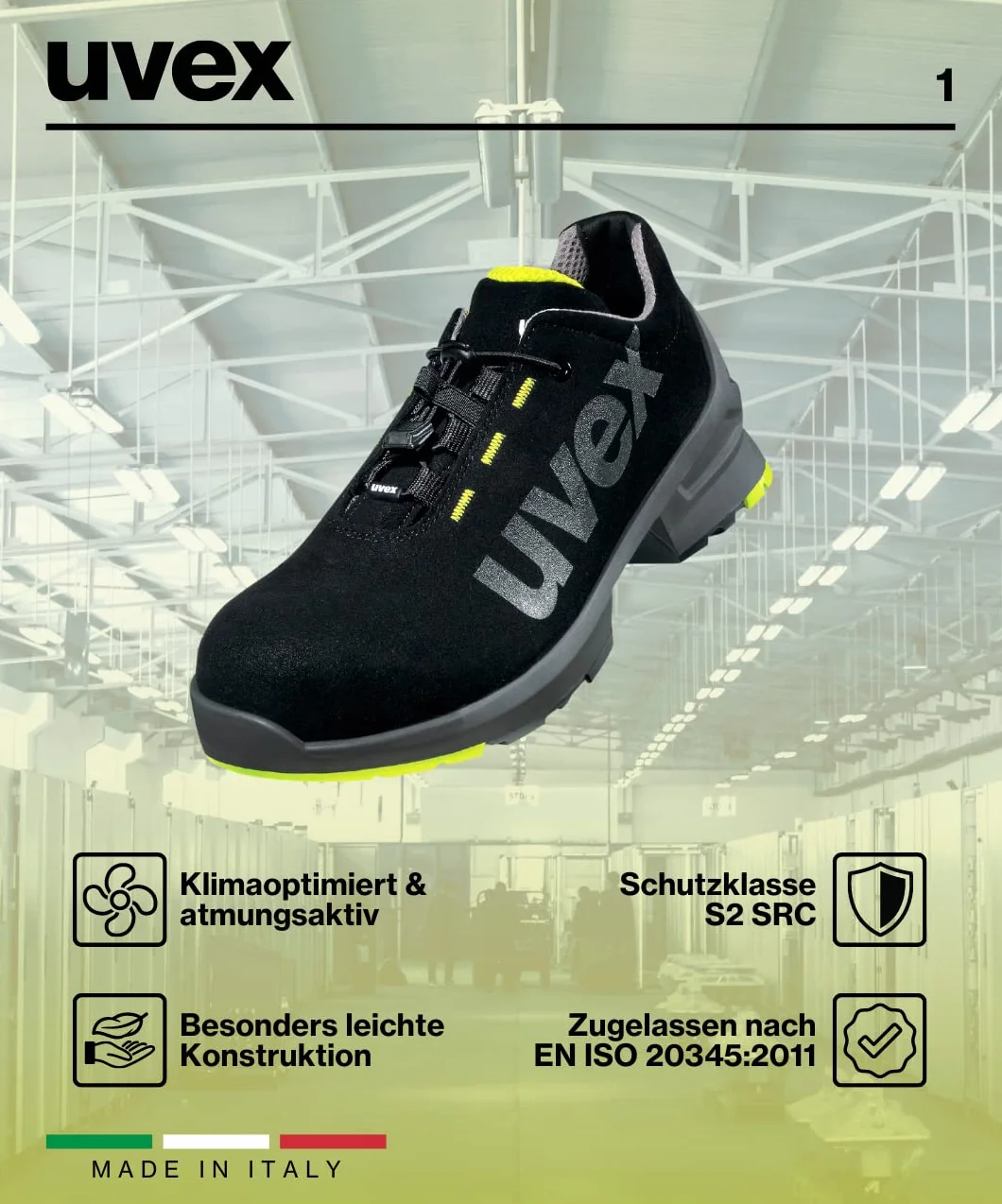 Uvex 8544838 niskie buty, S2, podeszwa PU W11, rozmiar 38, czarny/?ó?ty