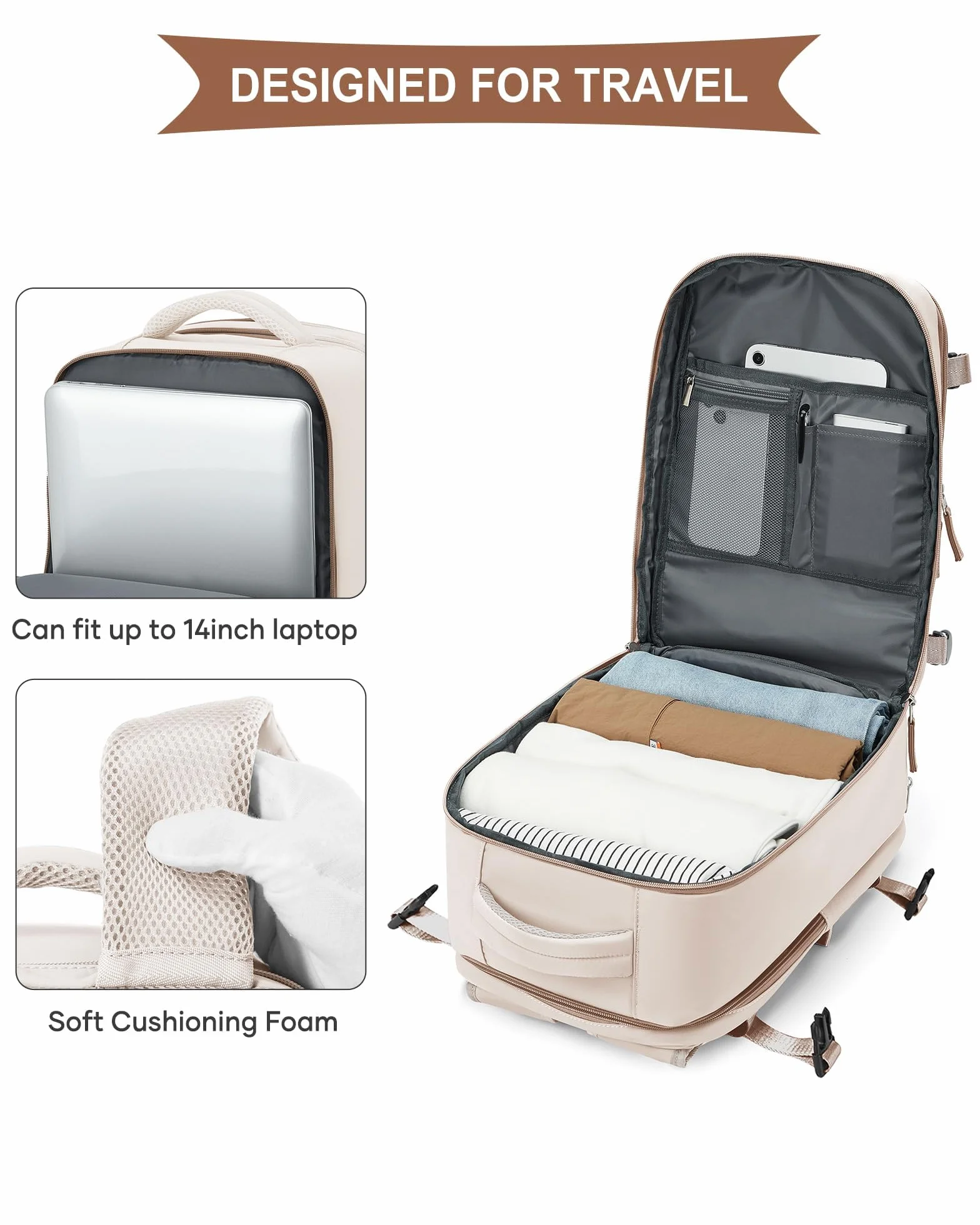 SZLX Torba Kabinowa Ryanair 40x20x25 na Bagaż Podręczny z Kieszenią na Laptopa Plecak Podróżny dla Kobiet Plecak Podróżny Easyjet Bag 45x36x20 Plecak Damski Miejski Wodoodporny Plecak Samolotowy