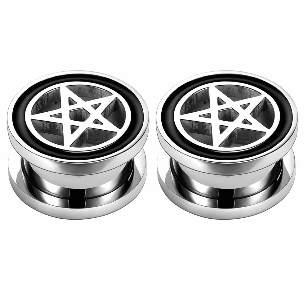 Pentagram Star Ear Plug Tunele Piercing ze stali nierdzewnej 316L do przekłuwania uszu