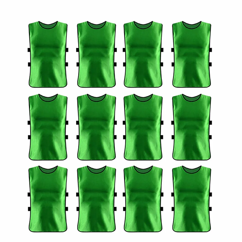 Mesh Scrimmage kamizelki treningowe, 12 szt. Piłka nożna Pinnies Scrimmage kamizelki dla dzieci, młodzieży i dorosłych, kamizelka do treningu drużynowego koszulki śliniaki sportowe do koszykówki piłki nożnej hokeja do siatkówki (zielone)