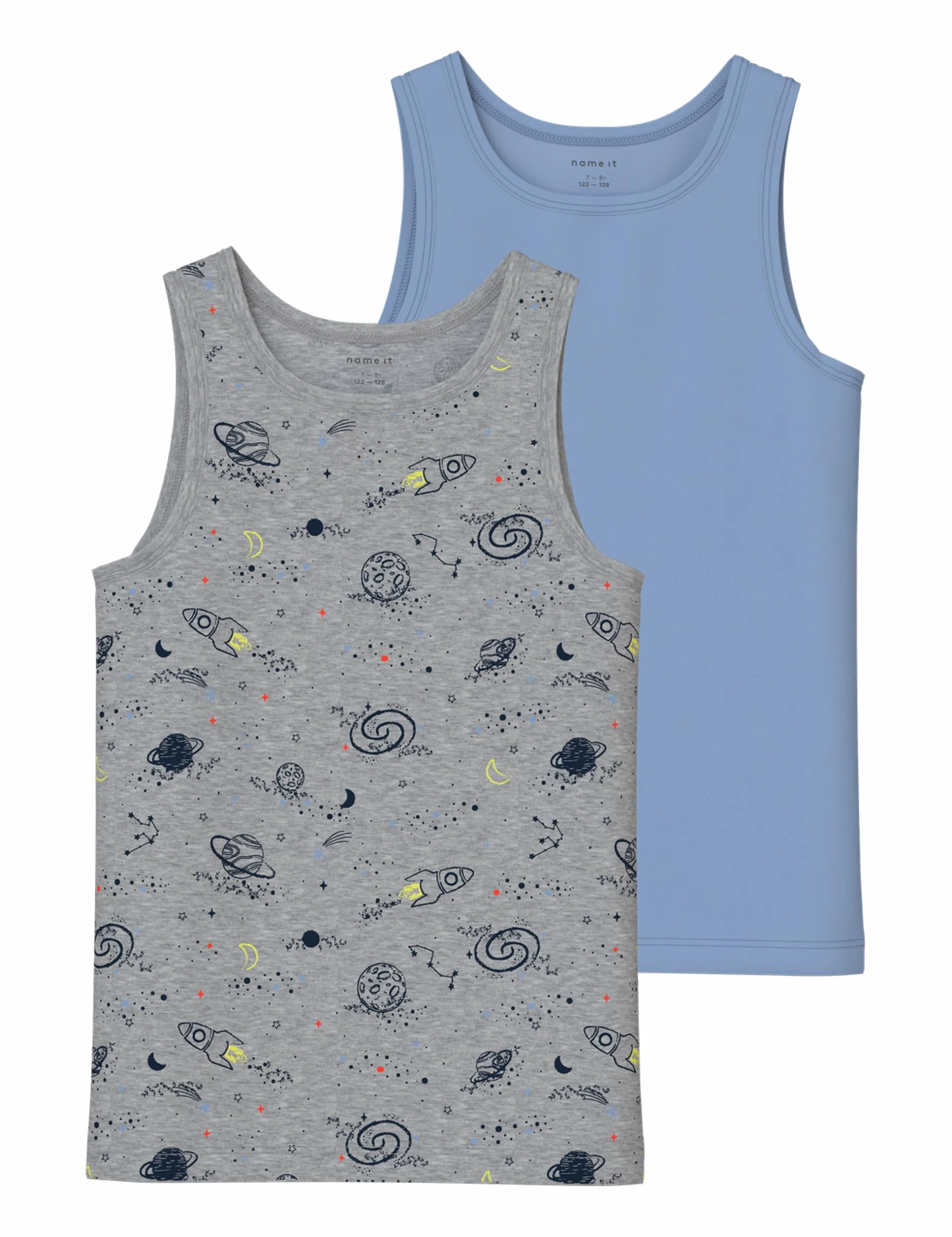NAME IT Chłopięcy Nkmtank Top 2P Space Noos, Grey Melange, Numeric_134, szary melanż, numeric_134