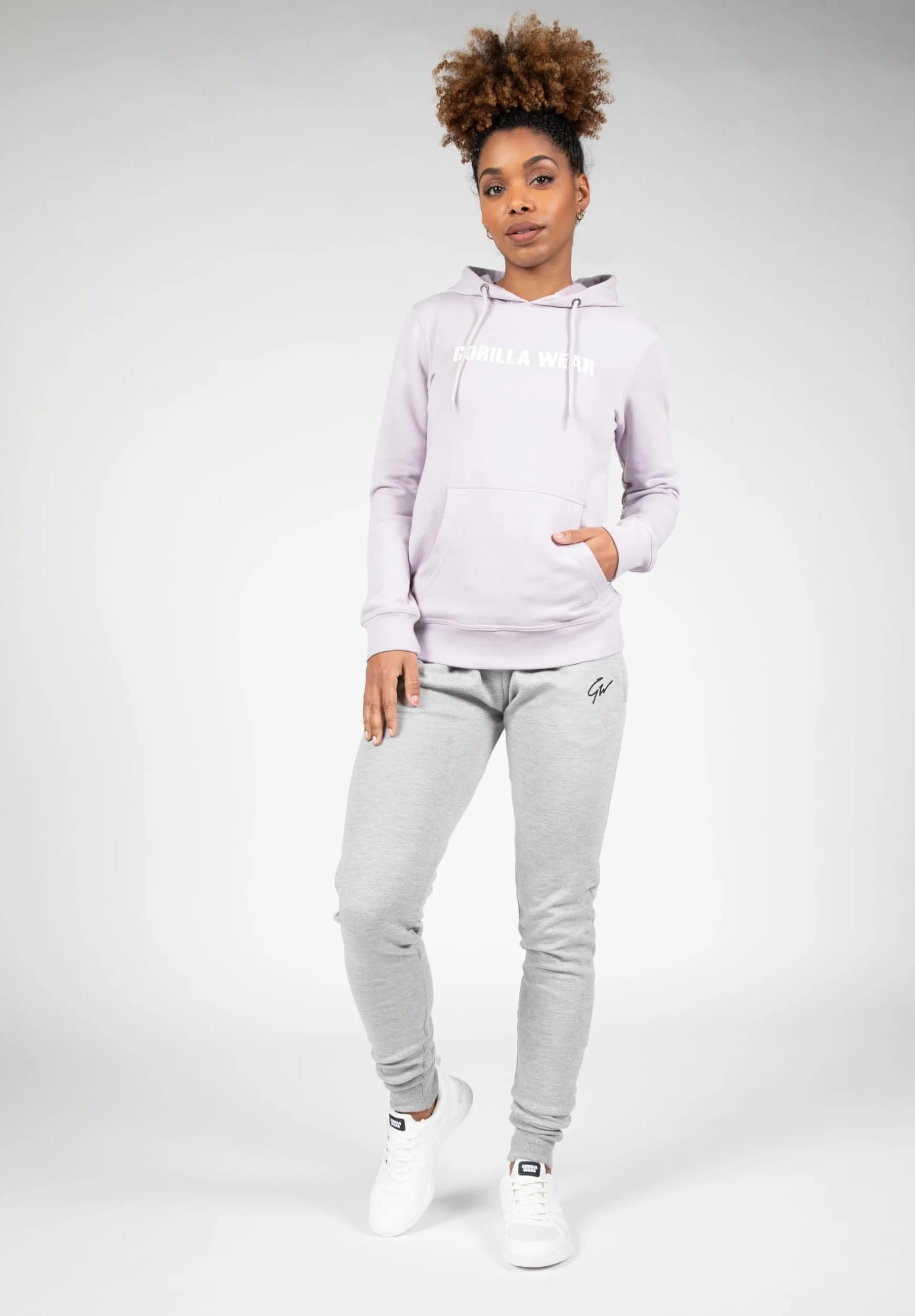 Gorilla Wear - Bluza z kapturem Charlotte – liliowa – bodybuilding sport czas wolny na co dzień, wygodna z nadrukiem logo z bawełny i poliestru optymalna swoboda ruchów
