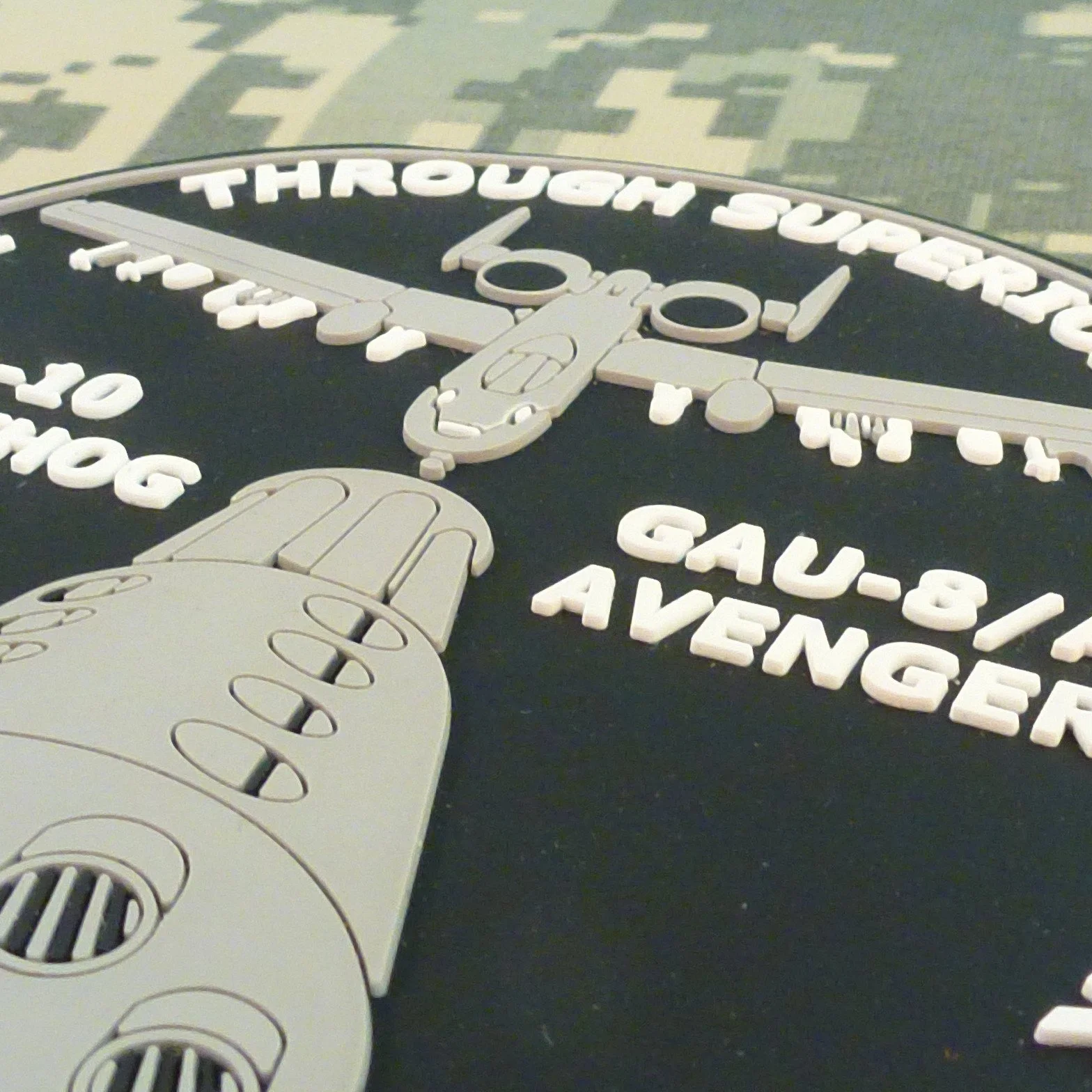 LEGEEON Peace Through Superior Firepower A-10 Warthog GAU-8/A Avenger Morale PVC Rubber 3D Hook&Loop Patch