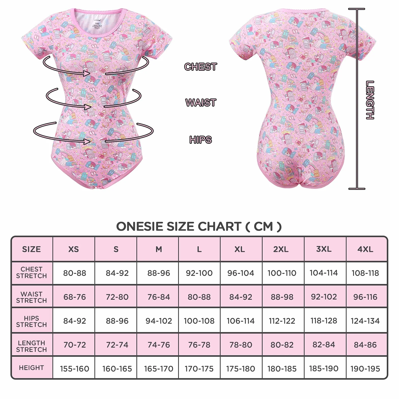 LittleForBig Bawełniany śpioszki Onesie Piżama Bodysuit-Marzenia jednorożca Onesie