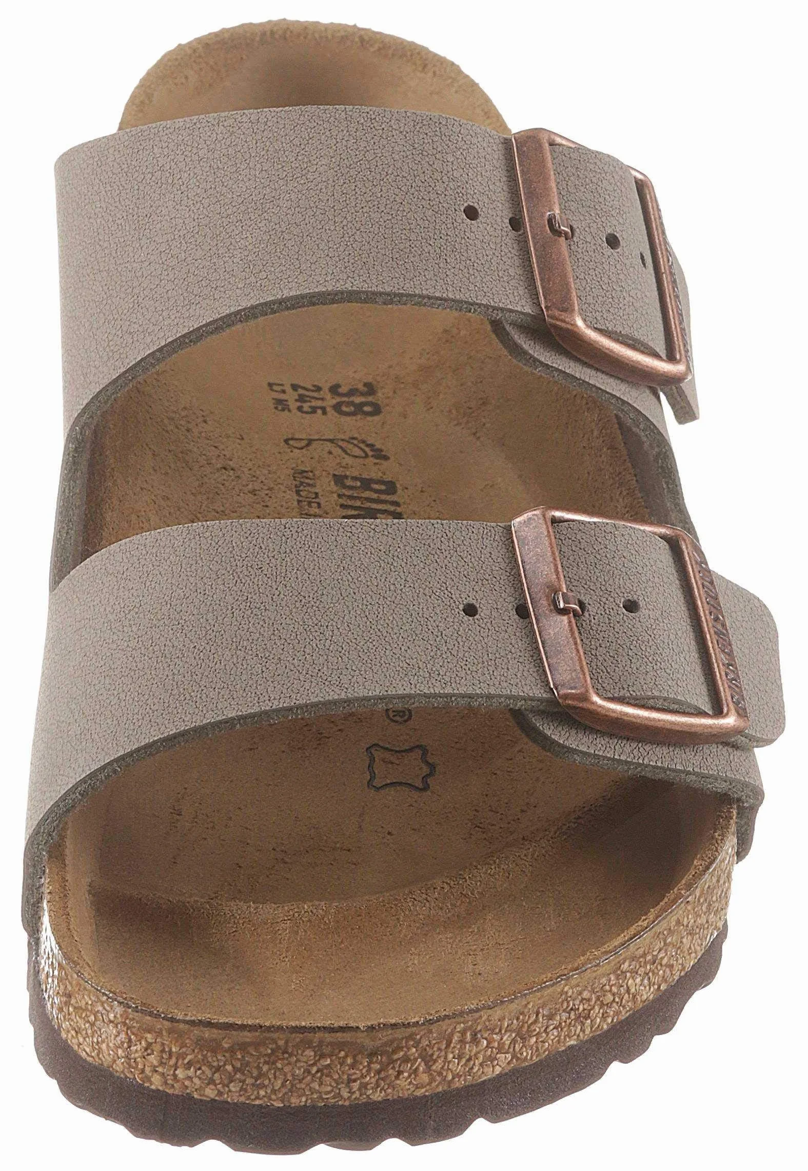 BIRKENSTOCK Unisex Arizona Birko-Flor skóra nubukowa szerokie klapki, szary kamień, 38 EU