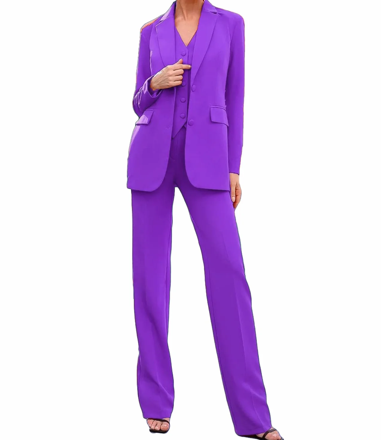 Garnitur damski 3-częściowy slim fit marynarka kurtka biuro biznes spodnie robocze garnitury