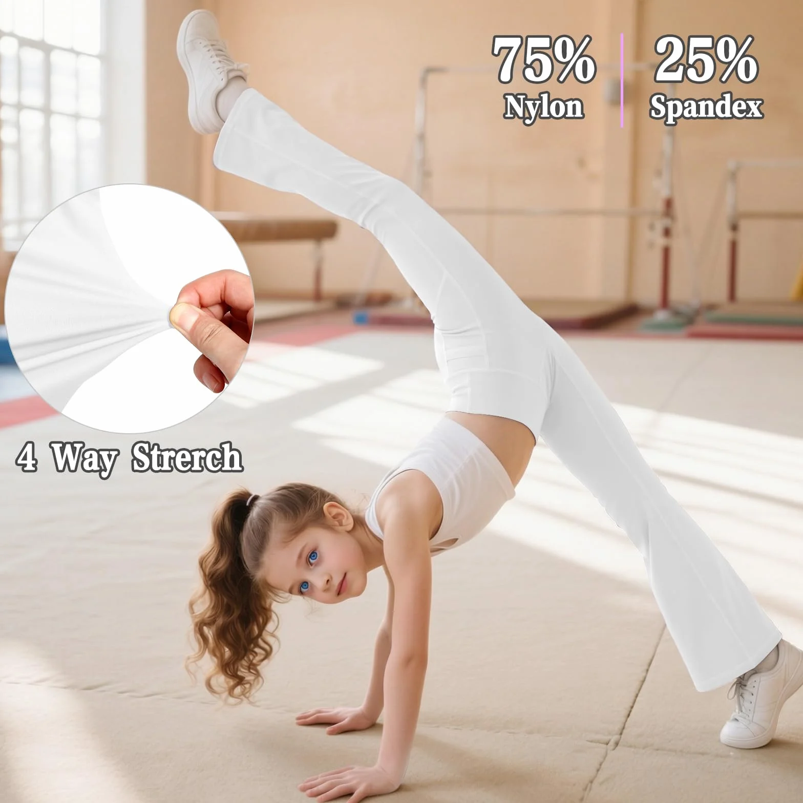 JinBei Legginsy dla dziewcząt, legginsy sportowe, wysoka talia, miękkie, elastyczne spodnie do jogi z 2 kieszeniami, wygodne spodnie sportowe, spodnie do biegania, spodnie sportowe, spodnie sportowe
