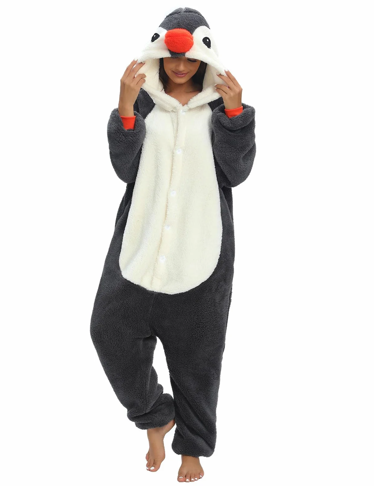Xinlong Panda kombinezon damski, zwierzęcy, oversize, przytulny, męski, długi z kapturem, unisex, zwierzęce, bielizna nocna, zimowa, pluszowy kombinezon, styl 4, XXL