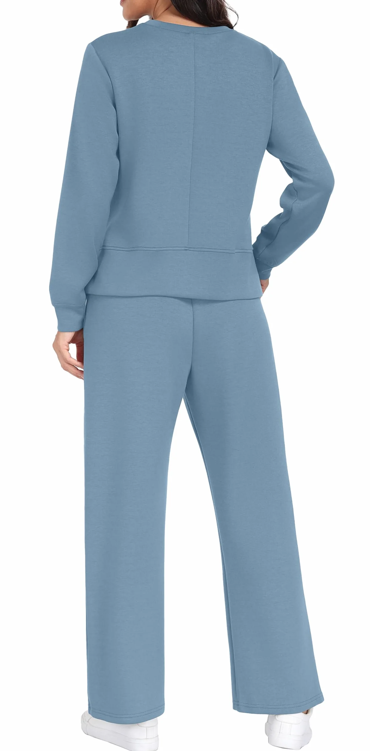 GRECERELLE Dwuczęściowy dres do joggingu, damski dres treningowy, jesienny strój, strój z długim rękawem, luźny dekolt z okrągłym dekoltem i dresami, spodnie do biegania z kieszeniami