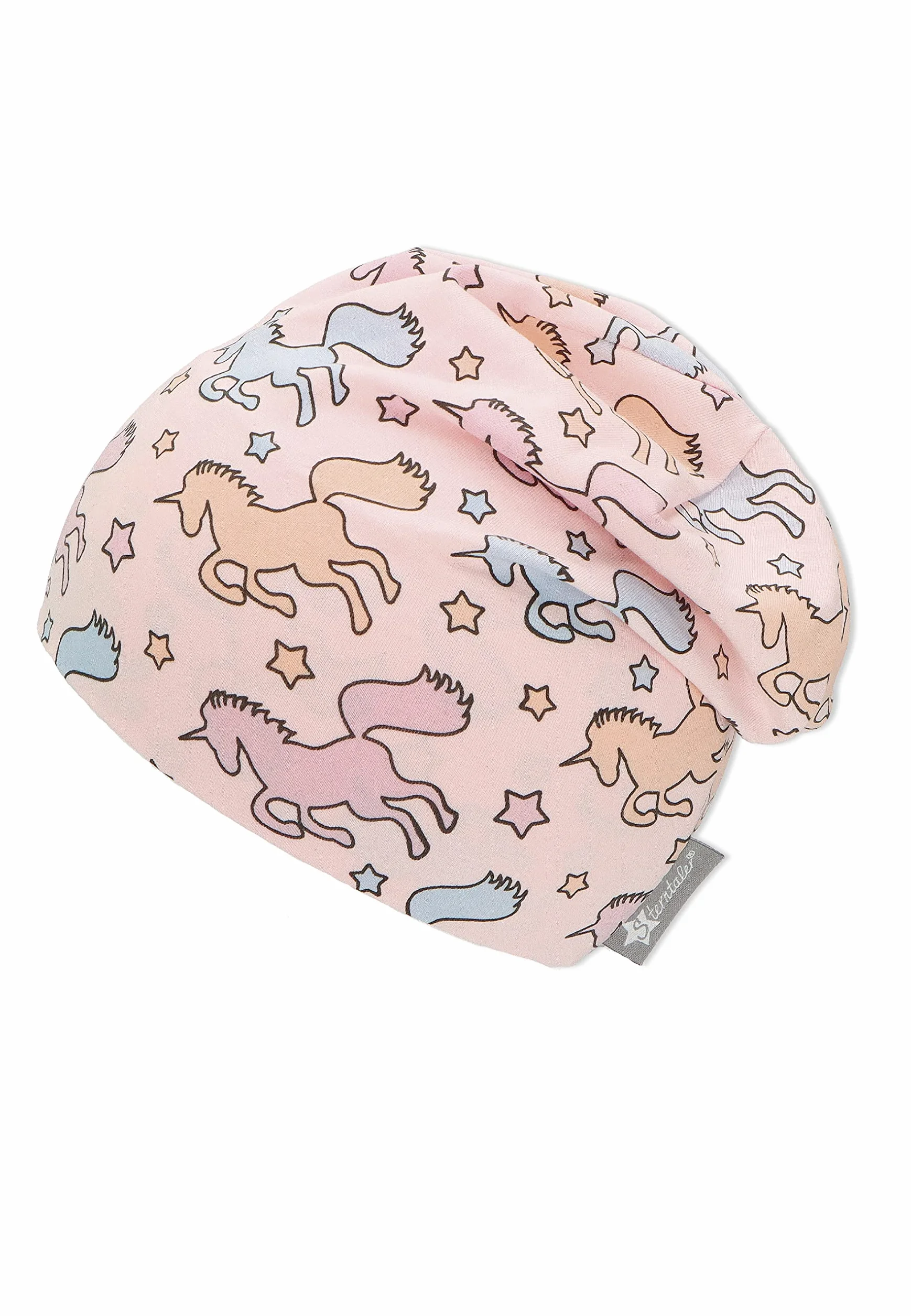 Sterntaler Dziewczęca czapka beanie z jednorożcem, Rosa, 49 cm