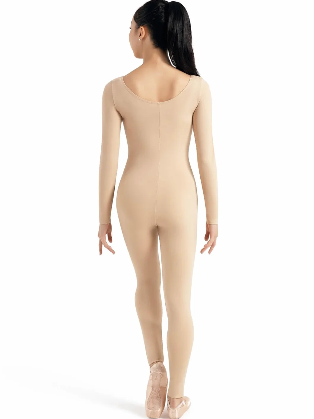 Capezio Unitard damski z długim rękawem, CIELISTY, M