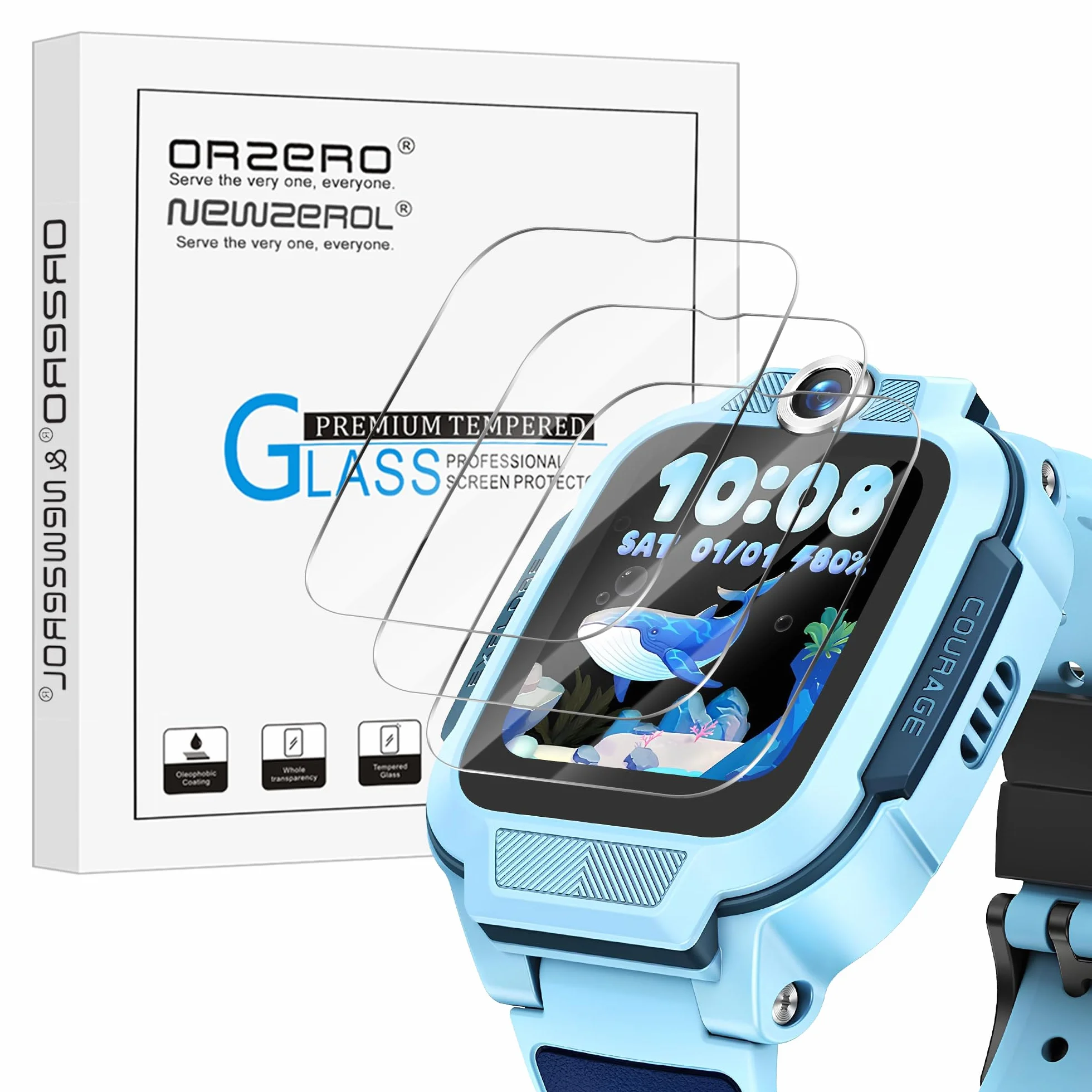 NEWZEROL Szkło ochronne na wyświetlacz, kompatybilne z Imoo Watch Phone Z3, pełne pokrycie, bez pęcherzyków powietrza, odporne na zarysowania, ze szkła, folia ochronna na wyświetlacz HD do zegarka