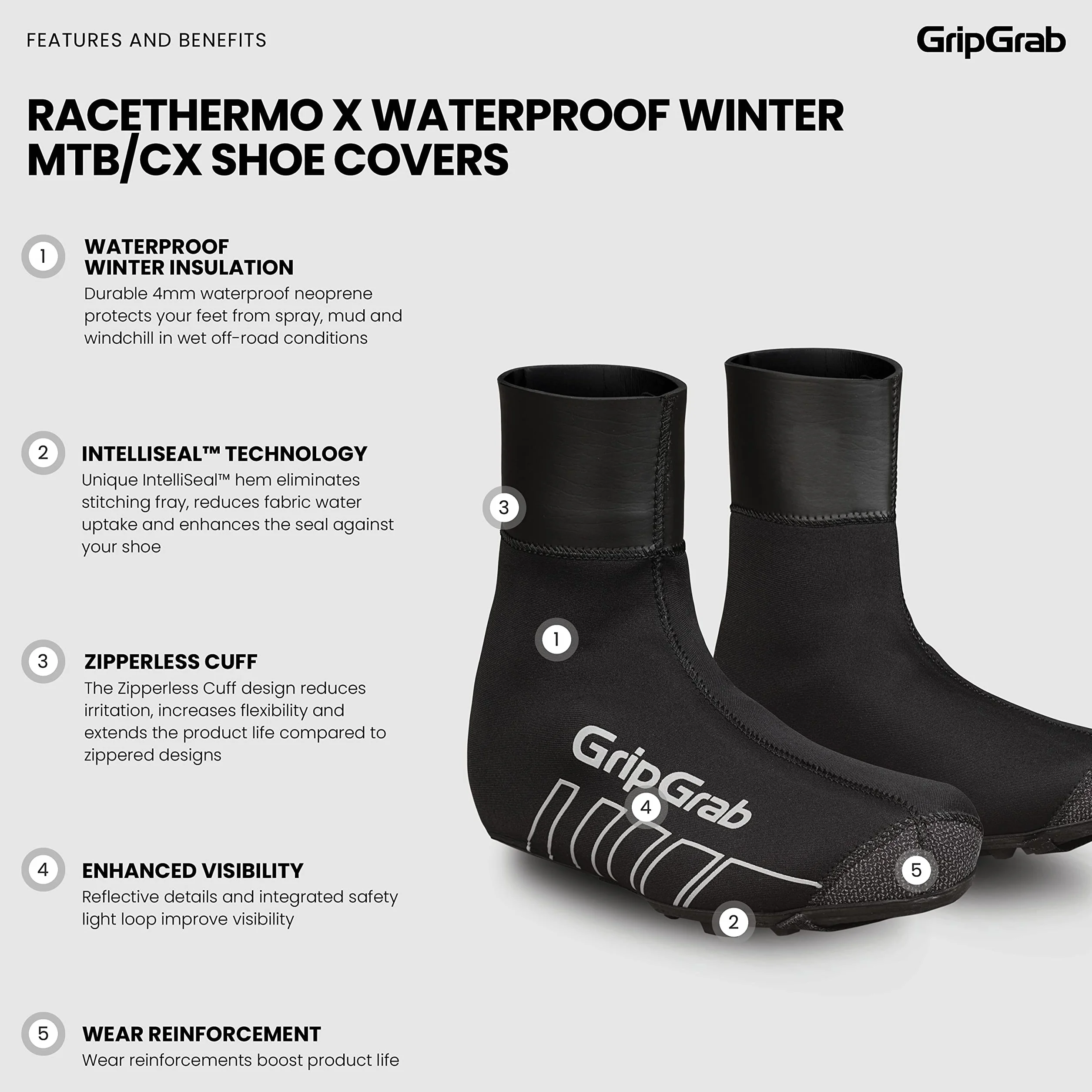GripGrab RaceThermo X ciepłe wodoodporne wiatroszczelne zimowe neoprenowe ochraniacze na rower górski kolarski męskie i damskie