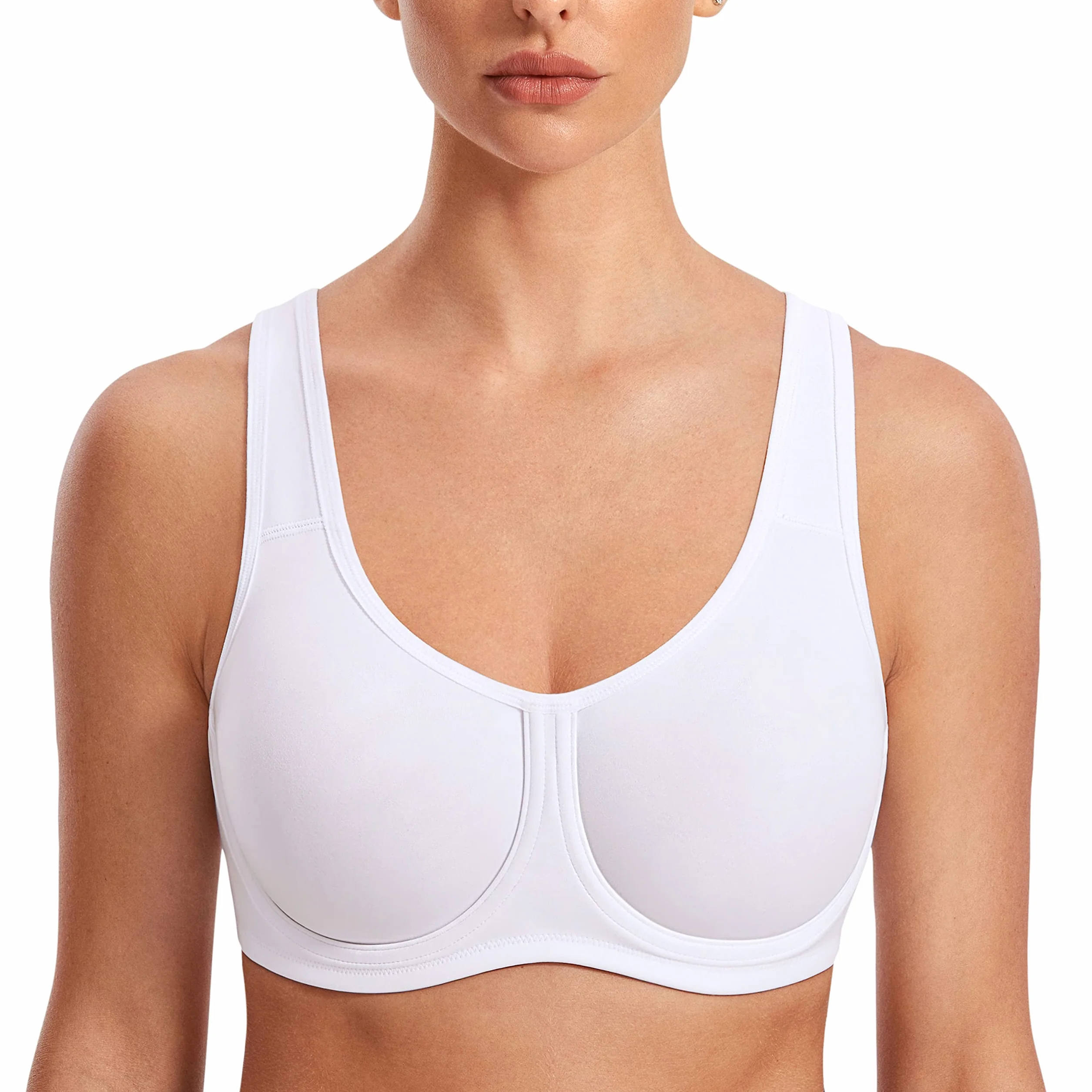 SYROKAN Damski Biustonosz Sportowy Z Fiszbinami Max Control Solid High Impact Plus Size