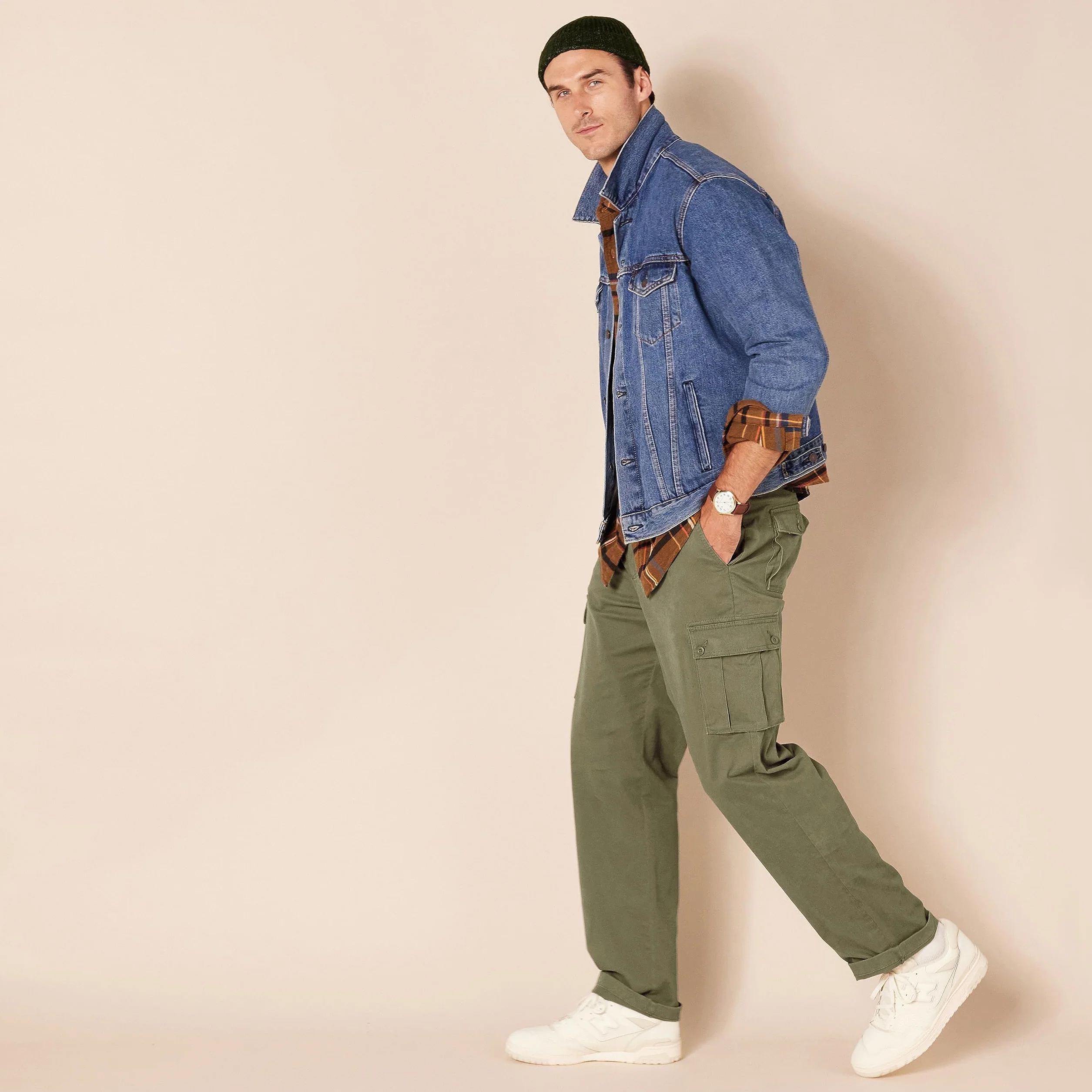 Amazon Essentials Mężczyźni Spodnie cargo ze stretchem straight fit (dostępne w wersjach Big i Tall)