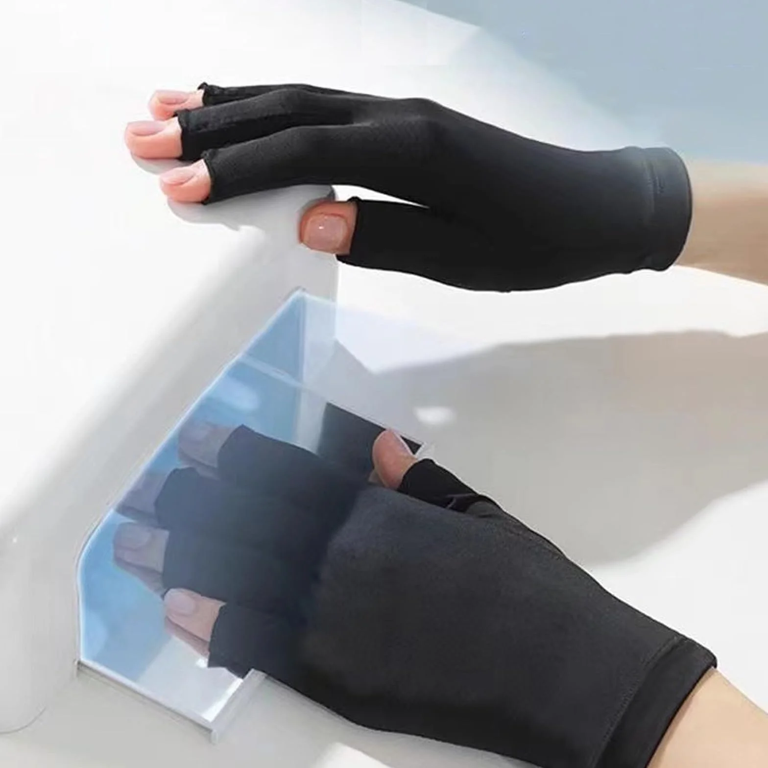 1 para rękawiczek UV na paznokcie, rękawiczki do manicure, bez palców dla kobiet, 23 x 10 cm, profesjonalne rękawiczki do manicure
