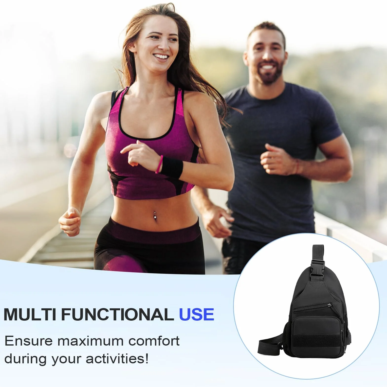 Small Sling Bag, Wear Resistant Single Shoulder, 11.42x6.69x2.76 Inch Messenger Pouch Practical Portable Chest Pack for Men and Women, Perfect for Hiking, Camping, Jogging, Cycling