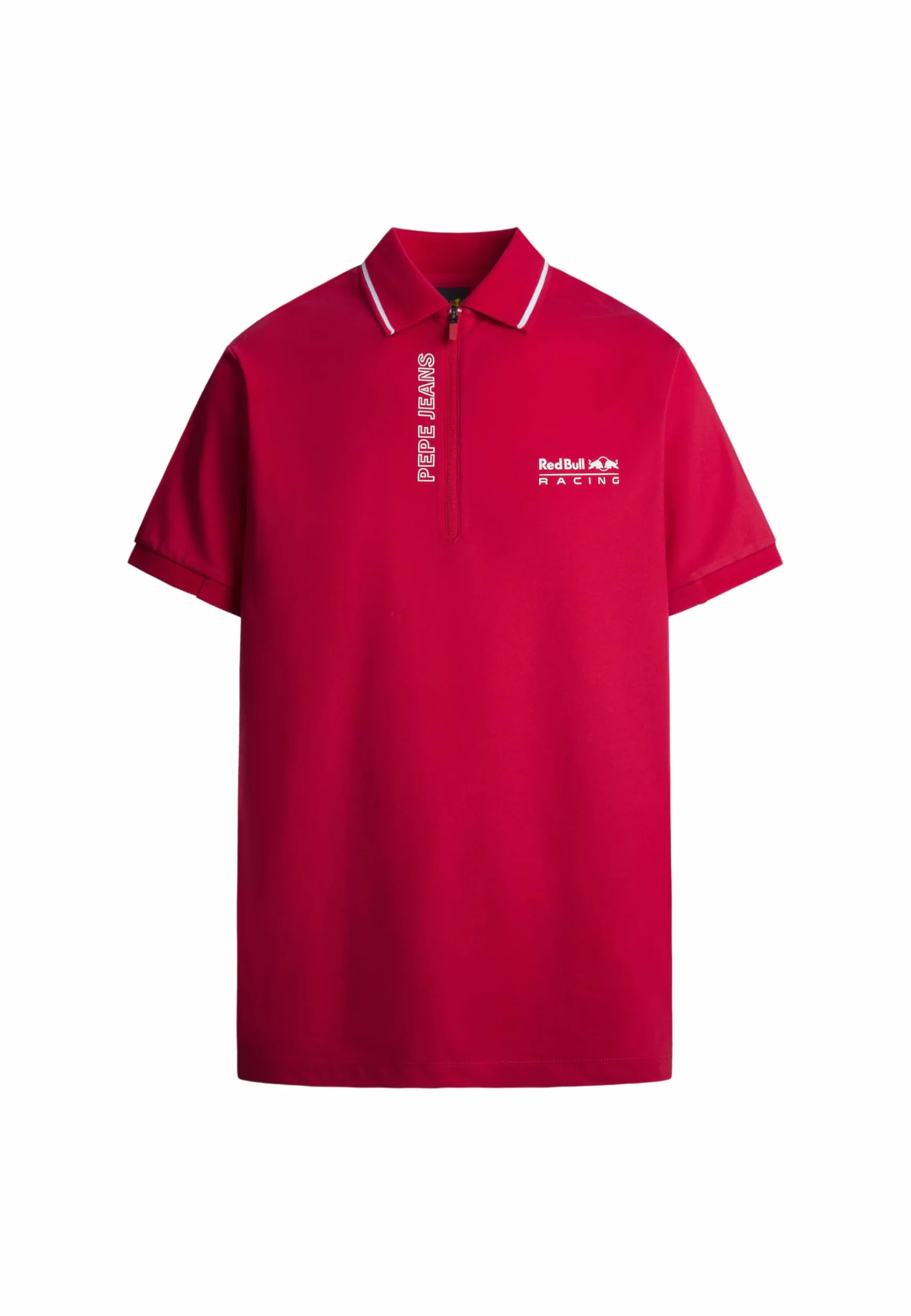 Red Bull Racing X Pepe Jeans Męska koszulka polo RBR Sports Zip Placket Polo, czerwona (Mars RED), L, Czerwony (Mars Red), L