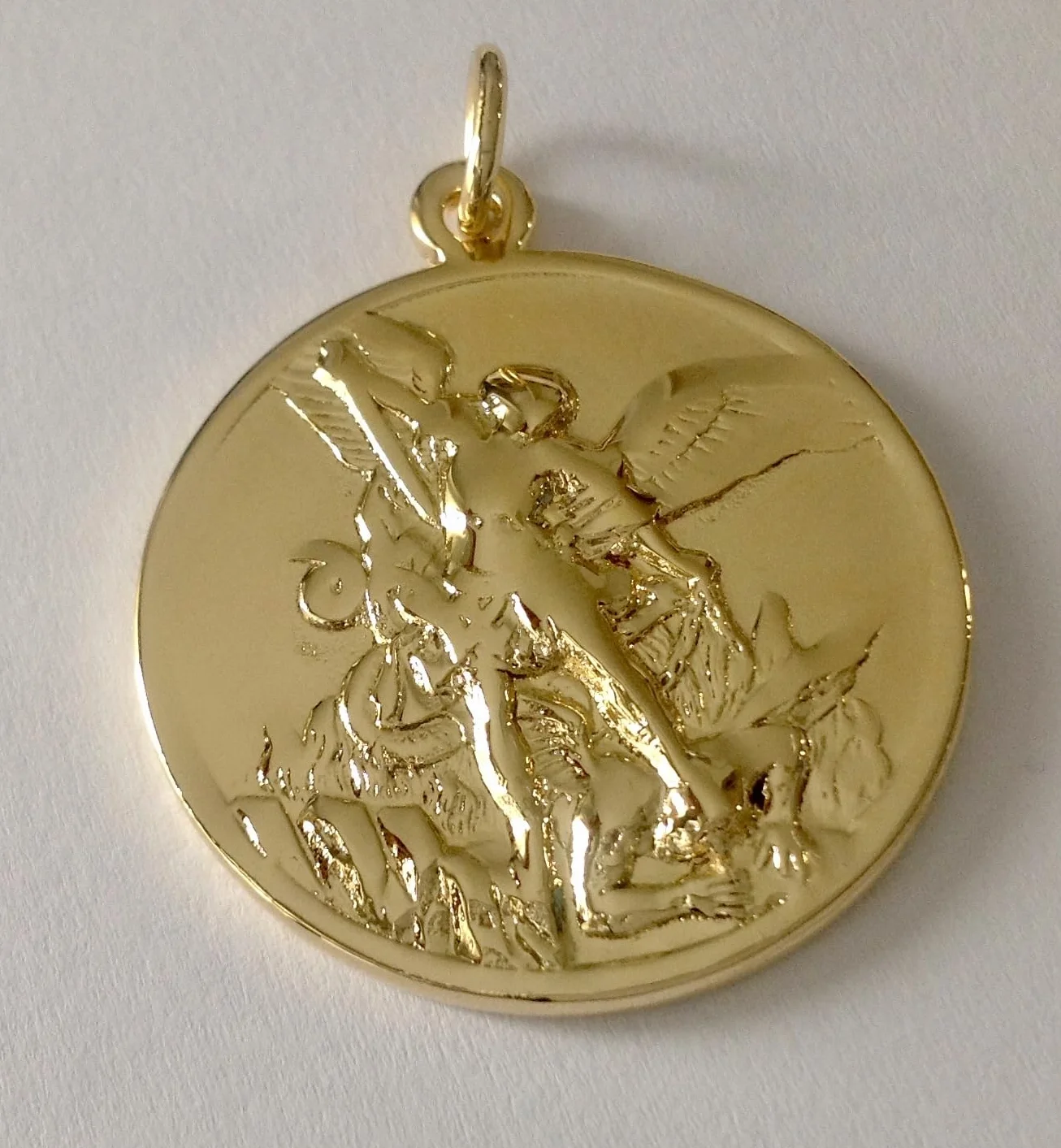 I G J Medalik św. Anioła Michaela – pozłacany (gwarantowany) – duży rozmiar – 32 mm