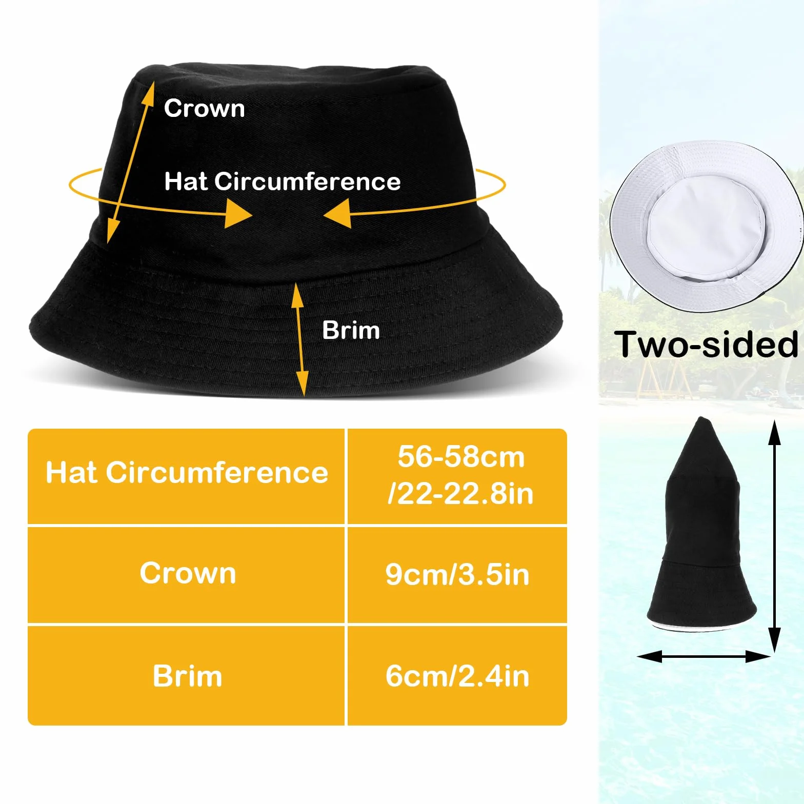 Sibba Kapelusz typu bucket dwustronna letnia czapka rybacka plaża słońce ochrona UV osłona przeciwsłoneczna szerokie rondo czapka z podszewką chłodząca na zewnątrz wakacje podróże wędkarstwo jesień