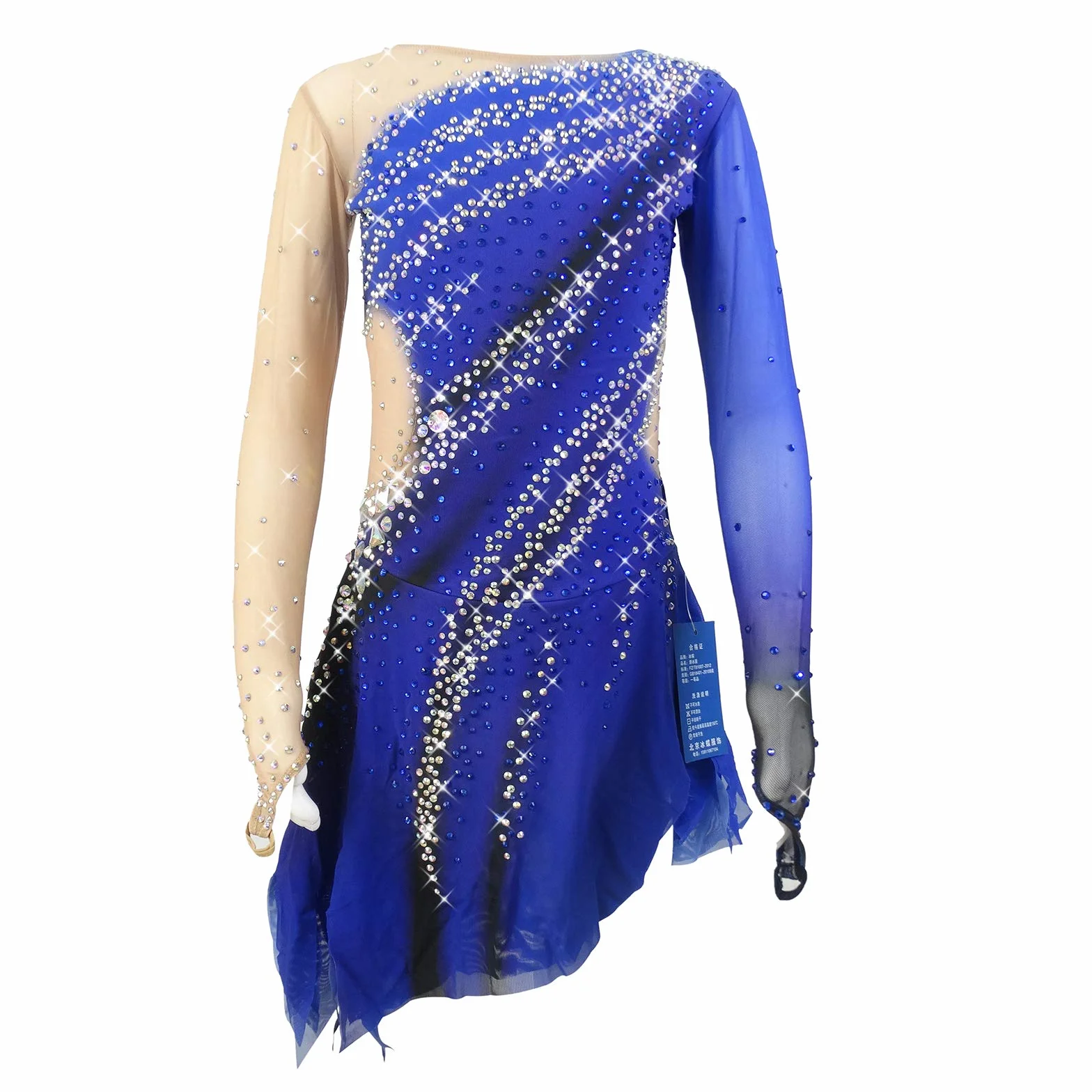 LIUHUO Łyżwiarstwo figurowe Odzież Dziewczyny Kobiety Konkurs Sukienka Performance Wear Nastolatki Trening Taniec Salsa Niebieskie Dziewczyny
