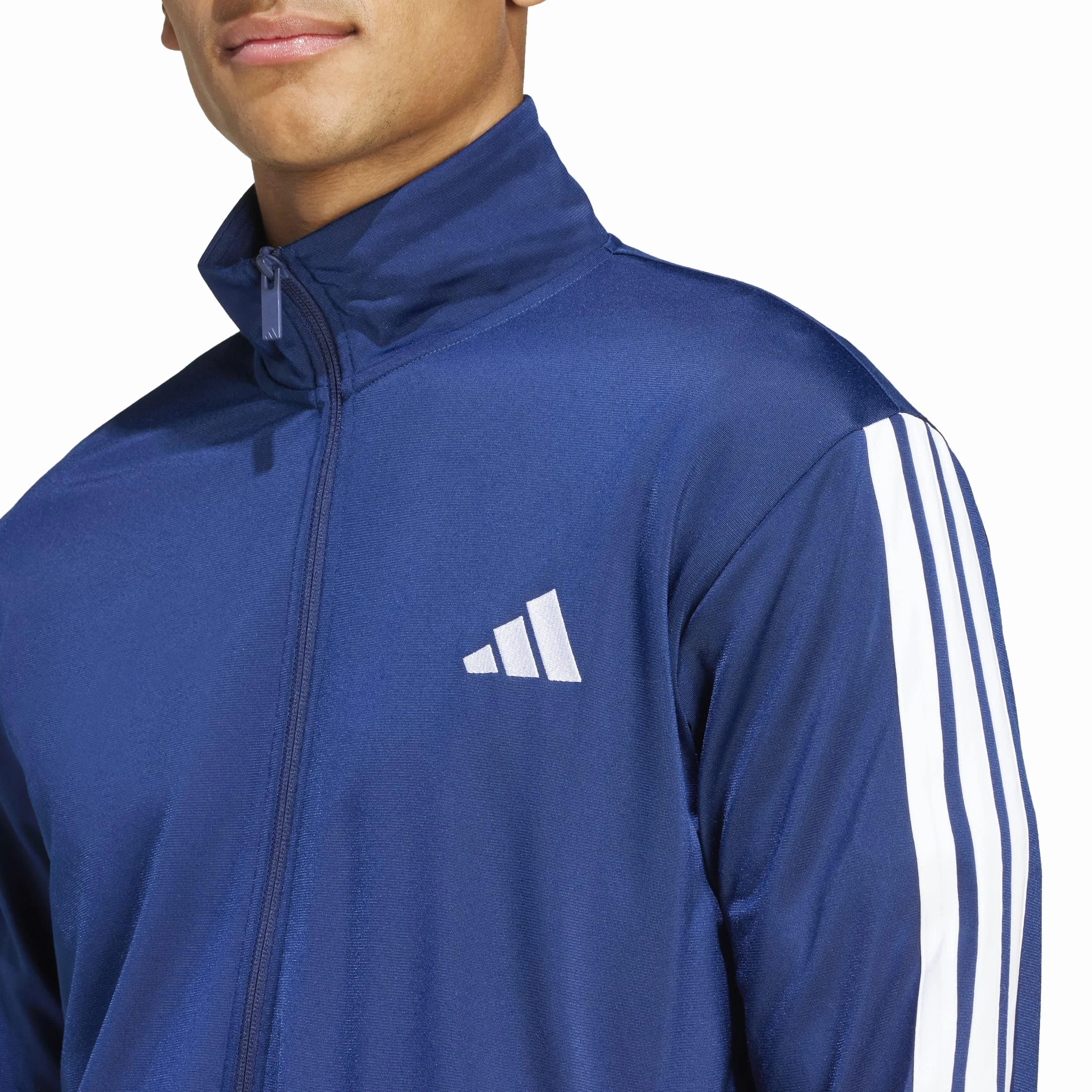 adidas Mężczyźni SPORTSWEAR BASIC 3 STRIPES TRICOT TRACKSUIT, Dark Blue, M