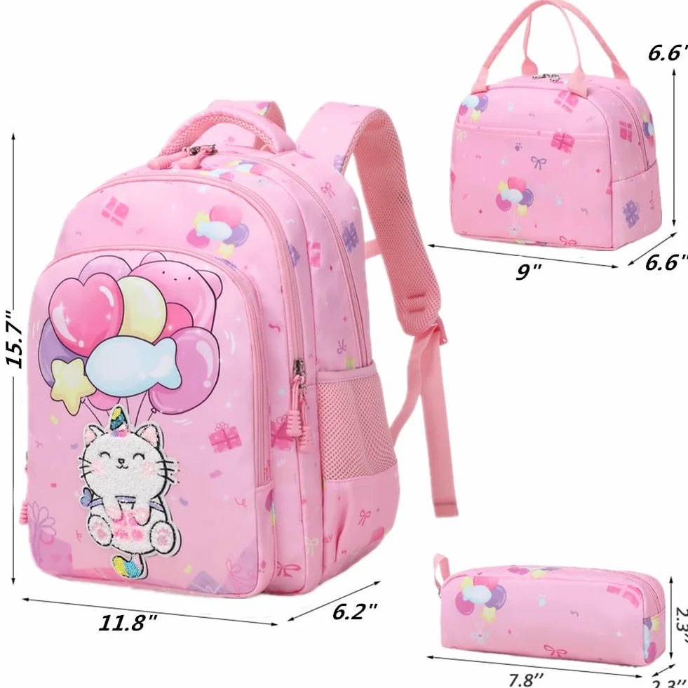 Jumpopack Plecak szkolny Plecaki dziecięce 3 w 1 Torby szkolne Plecaki dziecięce i pudełka na lunch, Balony różowe