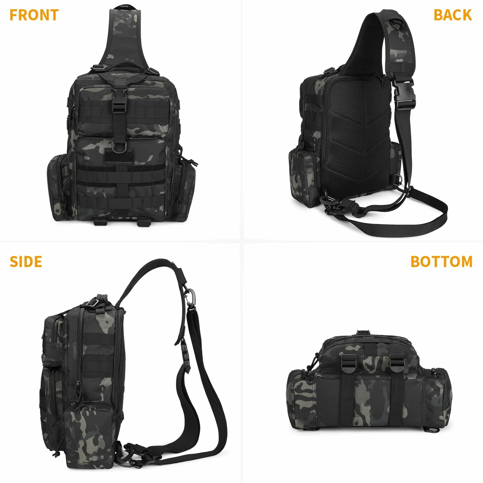 Taktyczna torba na ramię Crossbody Fishing Plecak Wojskowy Molle Torba na klatkę piersiową Duża torba na ramię na polowanie Bieganie Piesze wycieczki i jazda na rowerze