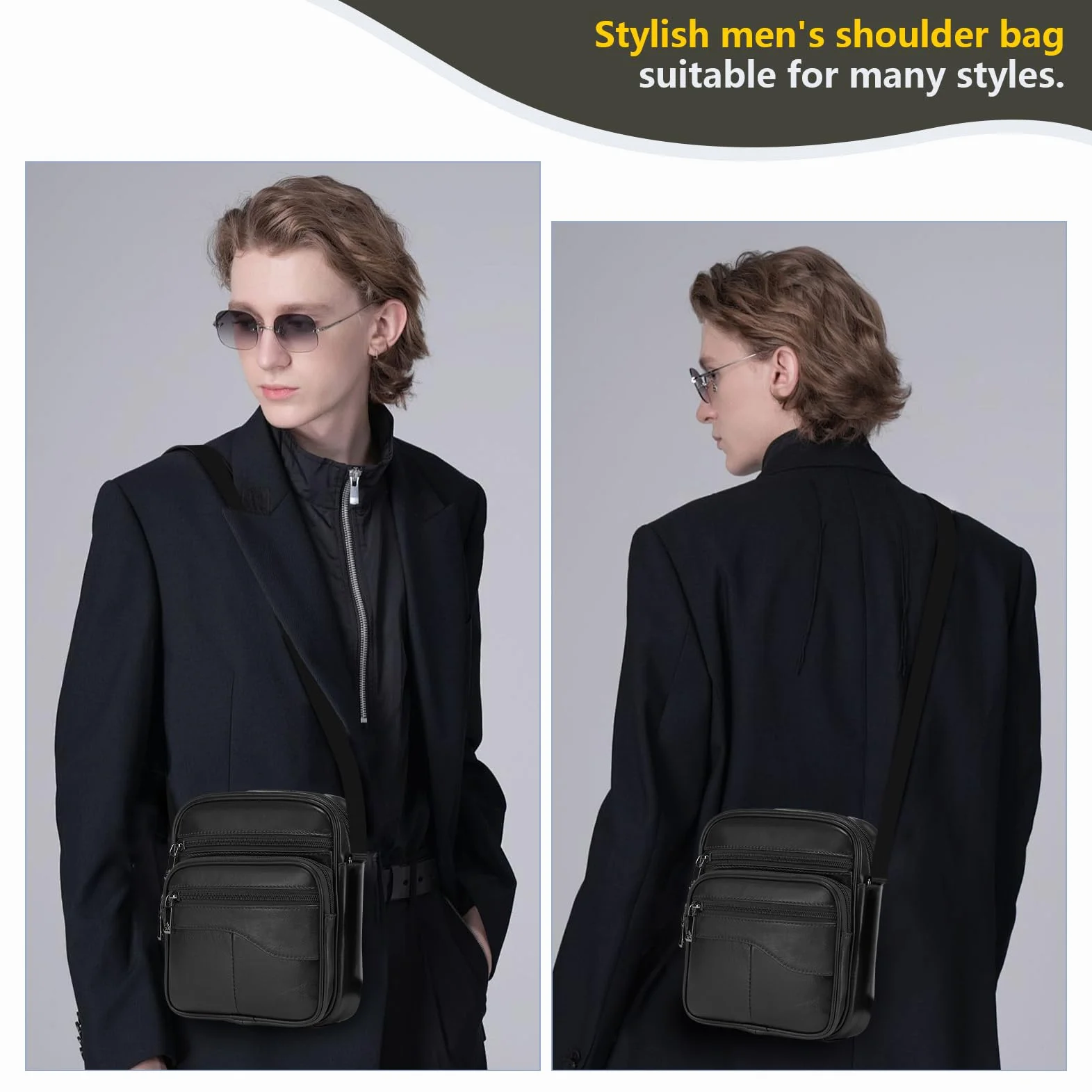 SPHAER Męska Torba Na Ramię Skórzana Torba Crossbody Męskie Torby Casualowe Torby Boczne Biznesowa Torba Kurierska Wodoodporna Z Regulowanym Paskiem Dla Mężczyzn Do Codziennego Użytku W Pracy