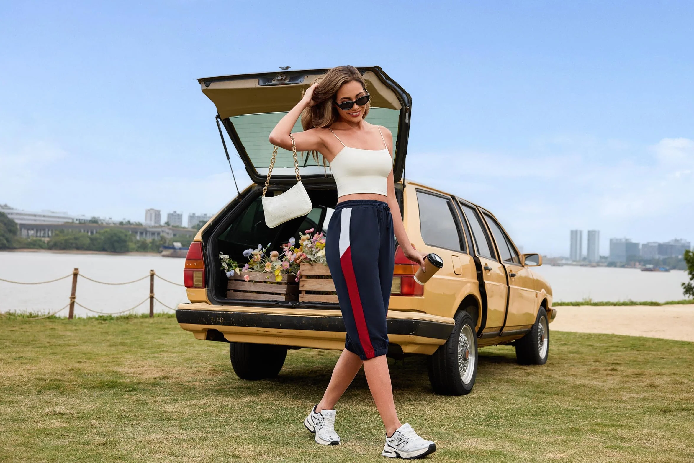 Spodnie do biegania 3/4 damskie casualowe sportowe spodnie do biegania letnie spodnie do fitnessu dla dziewczynek Capri letnie spodnie bawełniane capri