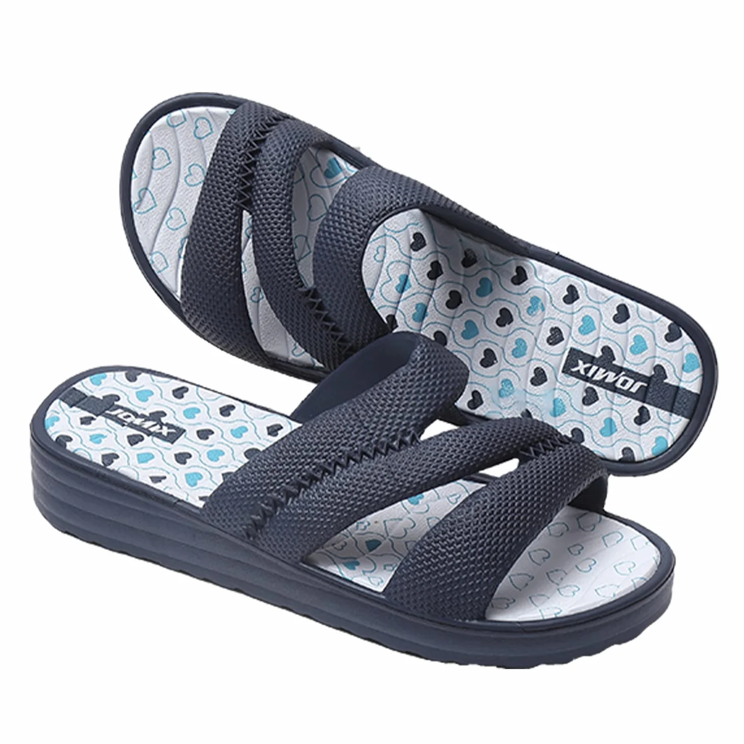 JOMIX Klapki damskie, letnie sandały z korkową wkładką, eleganckie, płaskie sandały plażowe, miękkie kwiaty, wędrówki, morze, plaża, kapcie