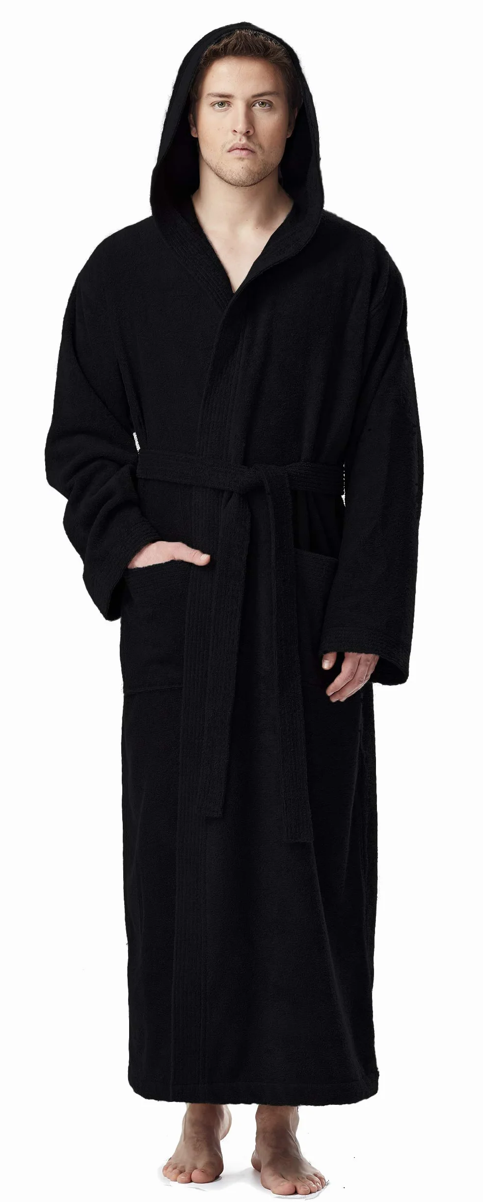 Męski szlafrok z kapturem | ekstra długi | frotte z 100% bawełny | Z certyfikatem OEKO-TEX®