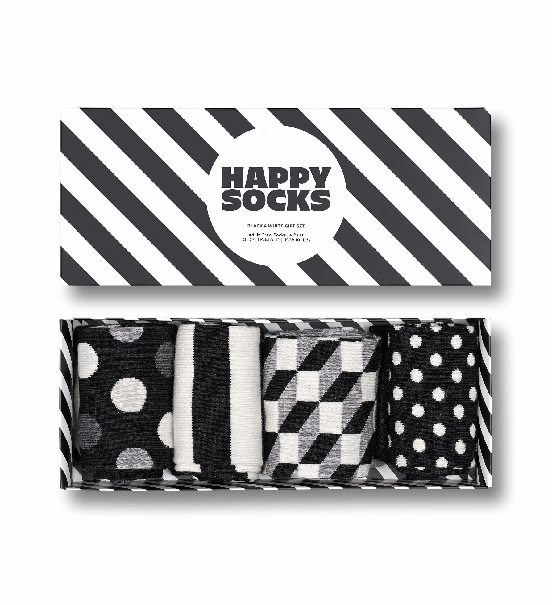 Happy Socks kolorowe i zabawne skarpetki 4-Pack Classic Black & White Socks Gift Set Rozmiar 41-46