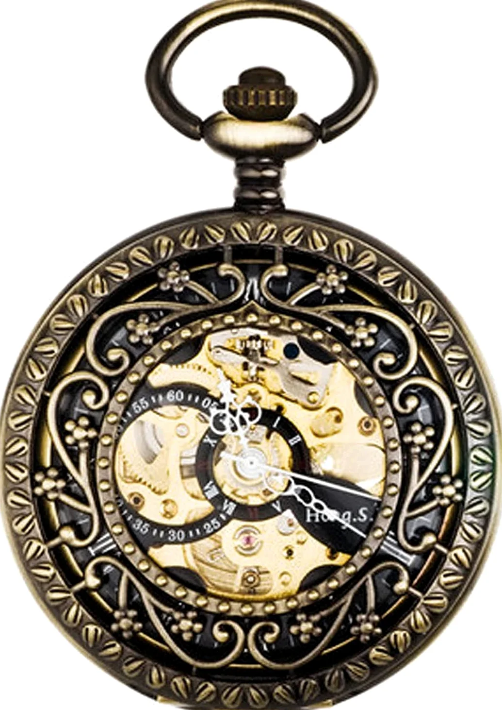 Zegarek kieszonkowy w stylu vintage, zegarek kieszonkowy z łańcuszkiem dla kobiet mężczyzn, zegarek kieszonkowy w stylu vintage Automatyczny mechaniczny zegarek kieszonkowy Retro etui z klapką Grawero
