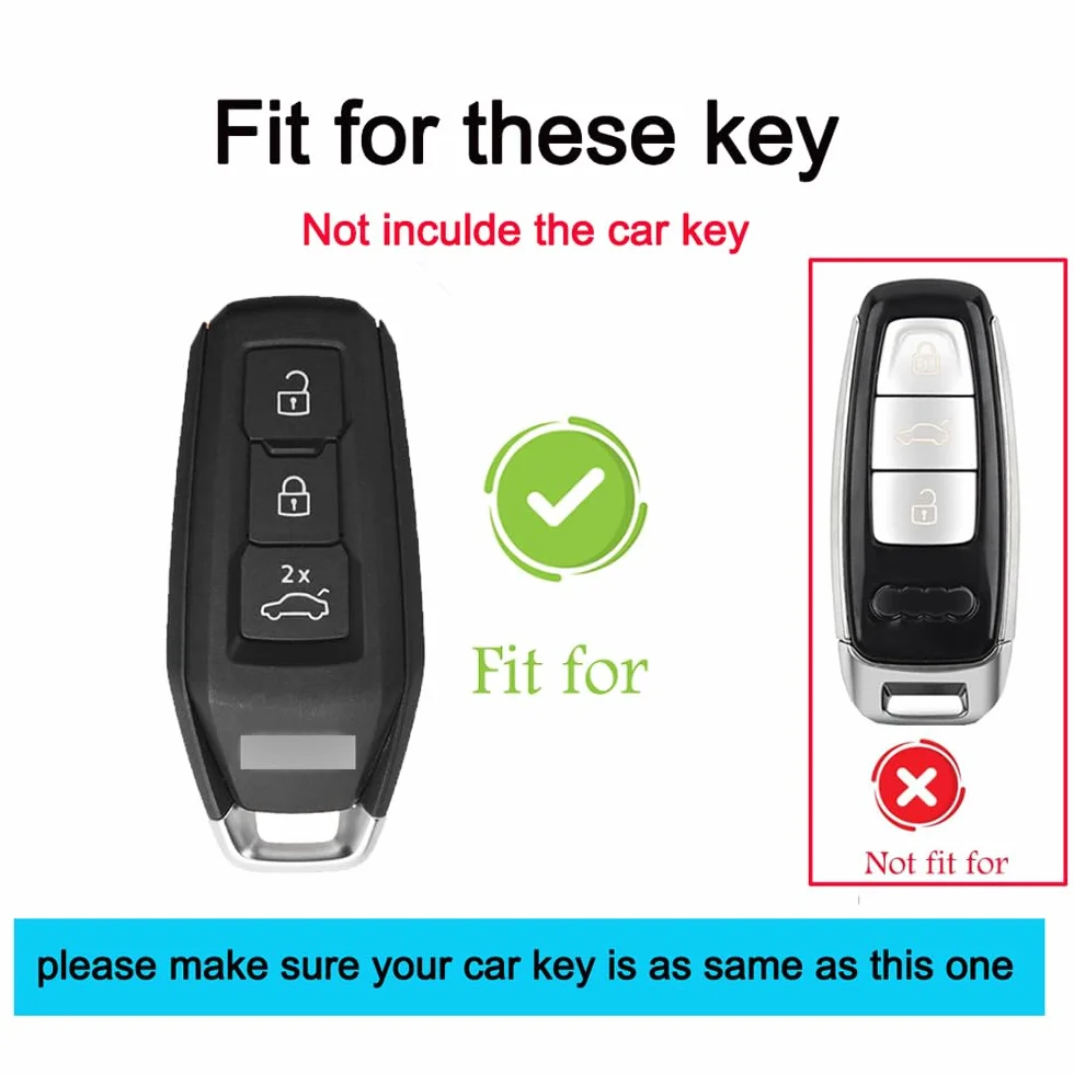 ontto Etui na kluczyki samochodowe pasuje do Audi A5, B10, A5L, S5, S6, Q6, A6, C9, Q5, Q6L, SQ5, Avant Sportback Etron E-Hybrid 2025, 2026, skórzane etui ochronne, brelok do kluczy, czarny, 3 Tasten