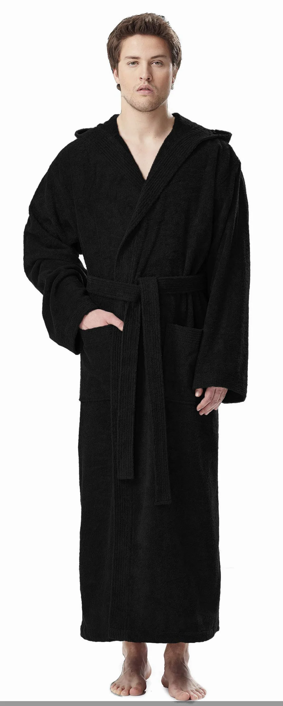 Męski szlafrok z kapturem | ekstra długi | frotte z 100% bawełny | Z certyfikatem OEKO-TEX®