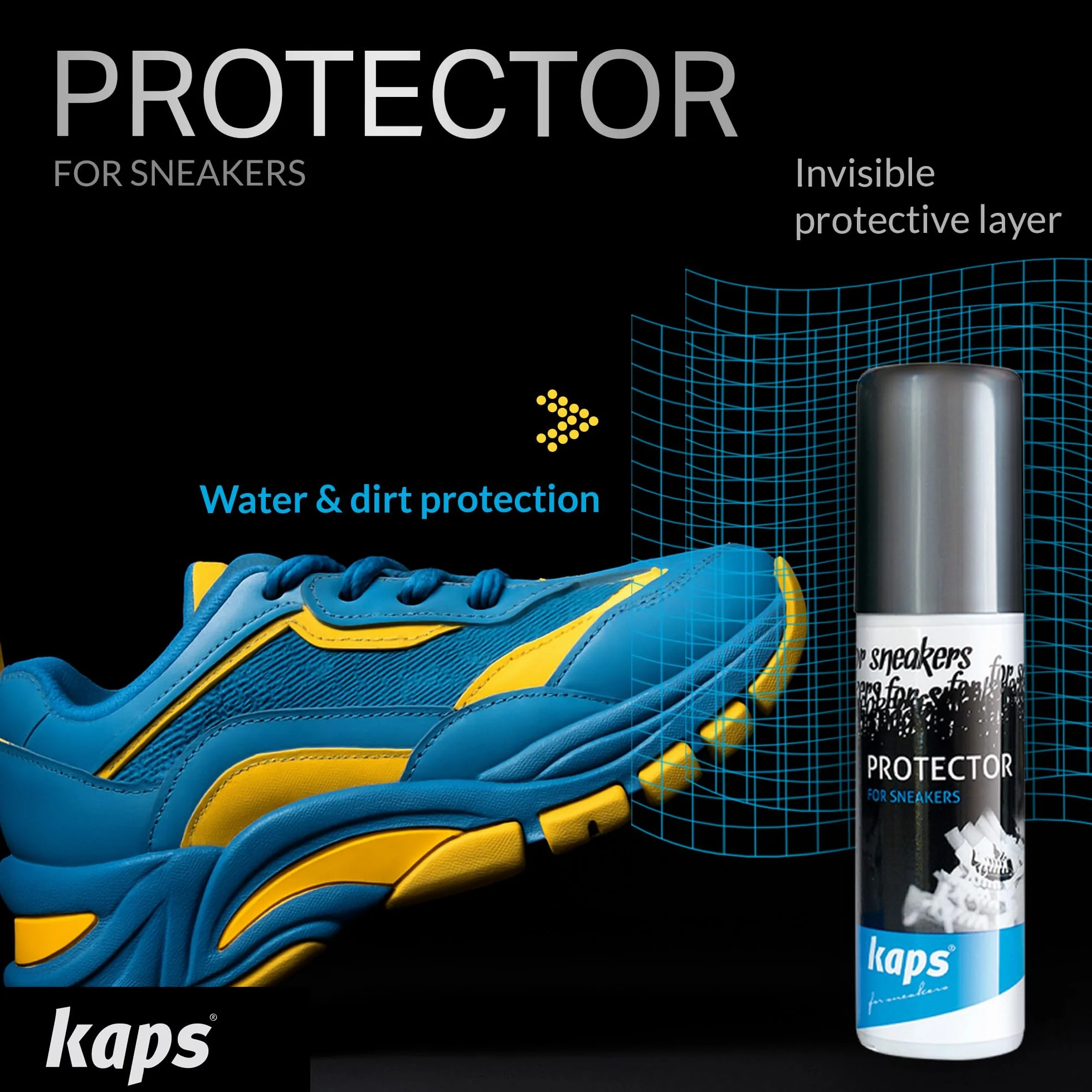 Kaps Sneakers Protector - Wodoodporny i Chroniący przed Zabrudzeniami Impregnat do Snekaresów i Butów Codziennych, Przyjazny dla Środowiska bez Aerozolu - 100 ml