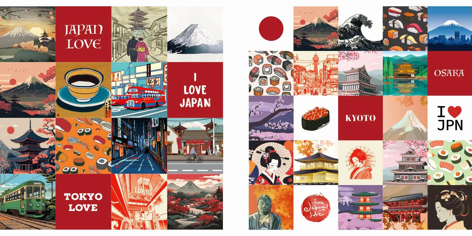 Sticker Love: Faszination Japan - Über 300 Etiketten und Aufkleber mit beschreibbarer Oberfläche: Zum Verzieren von Postkarten, Reisejournals, Koffern und Mitbringseln