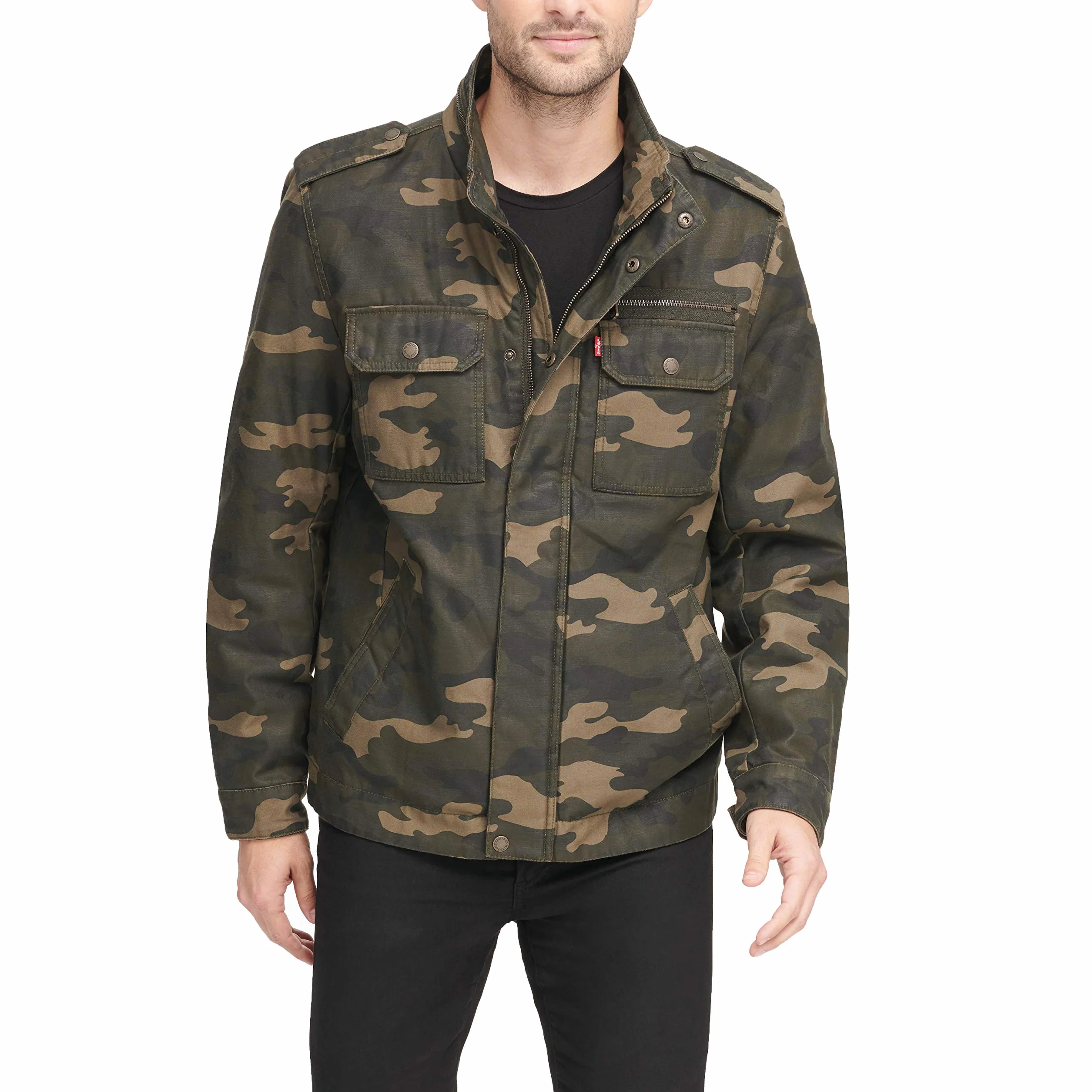 Levi's Bawełniana lekka kurtka Mężczyźni Washed Cotton Two Pocket Military Jacket