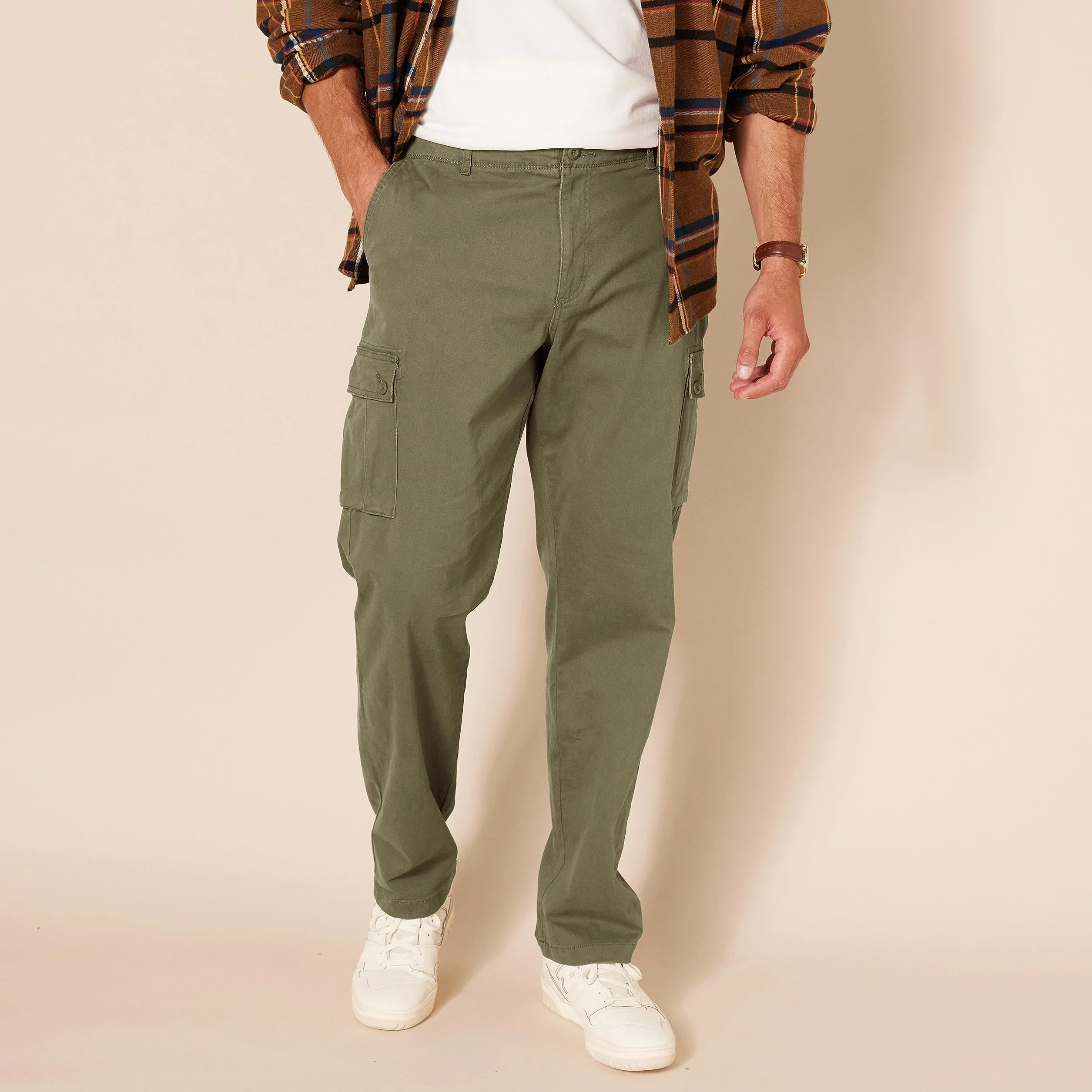 Amazon Essentials Mężczyźni Spodnie cargo ze stretchem straight fit (dostępne w wersjach Big i Tall)