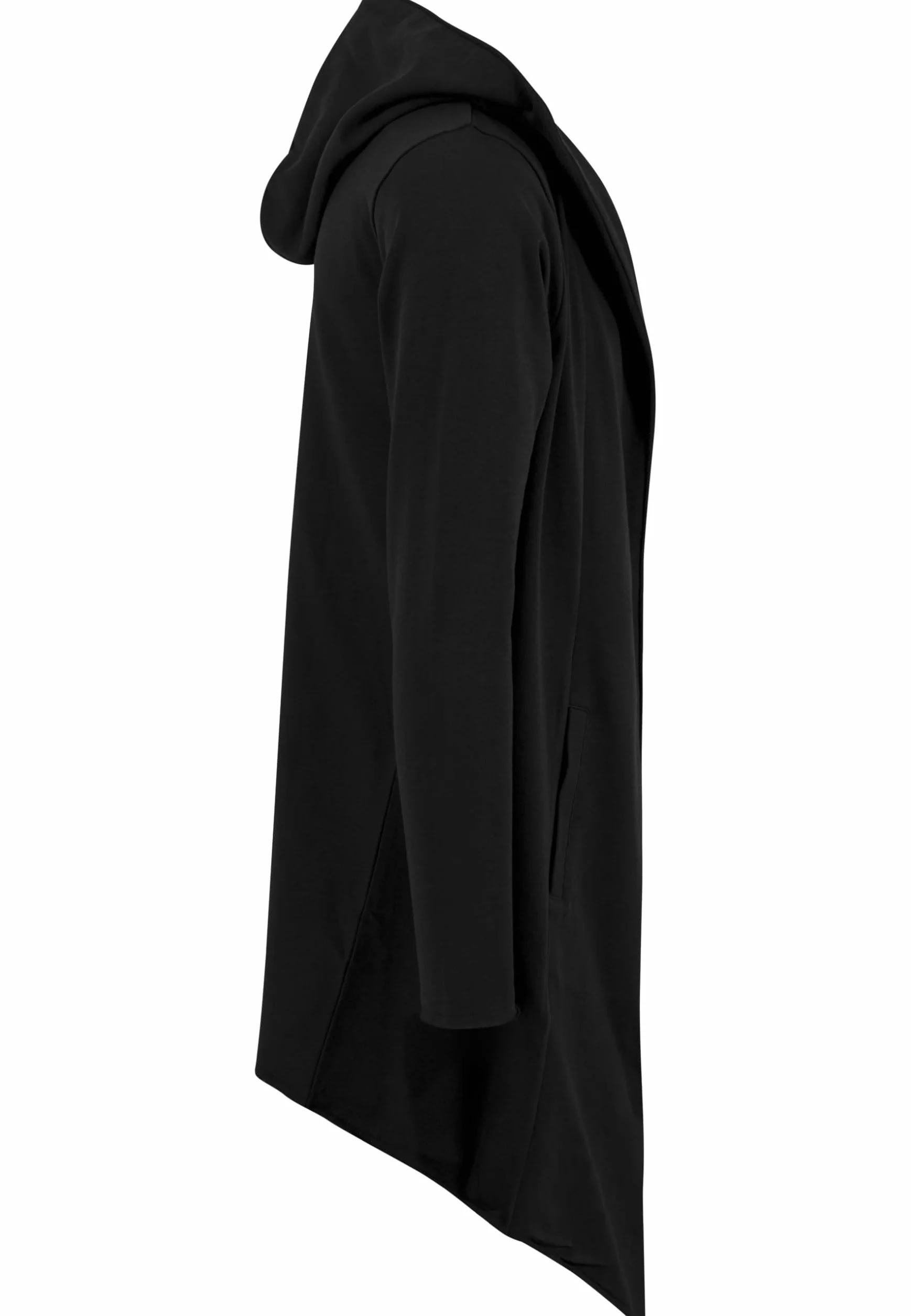 Urban Classics Męska kurtka Long Hooded Open Edge Cardigan, długa bluza z kapturem w wielu kolorach, rozmiary XS - 5XL, czarny, S