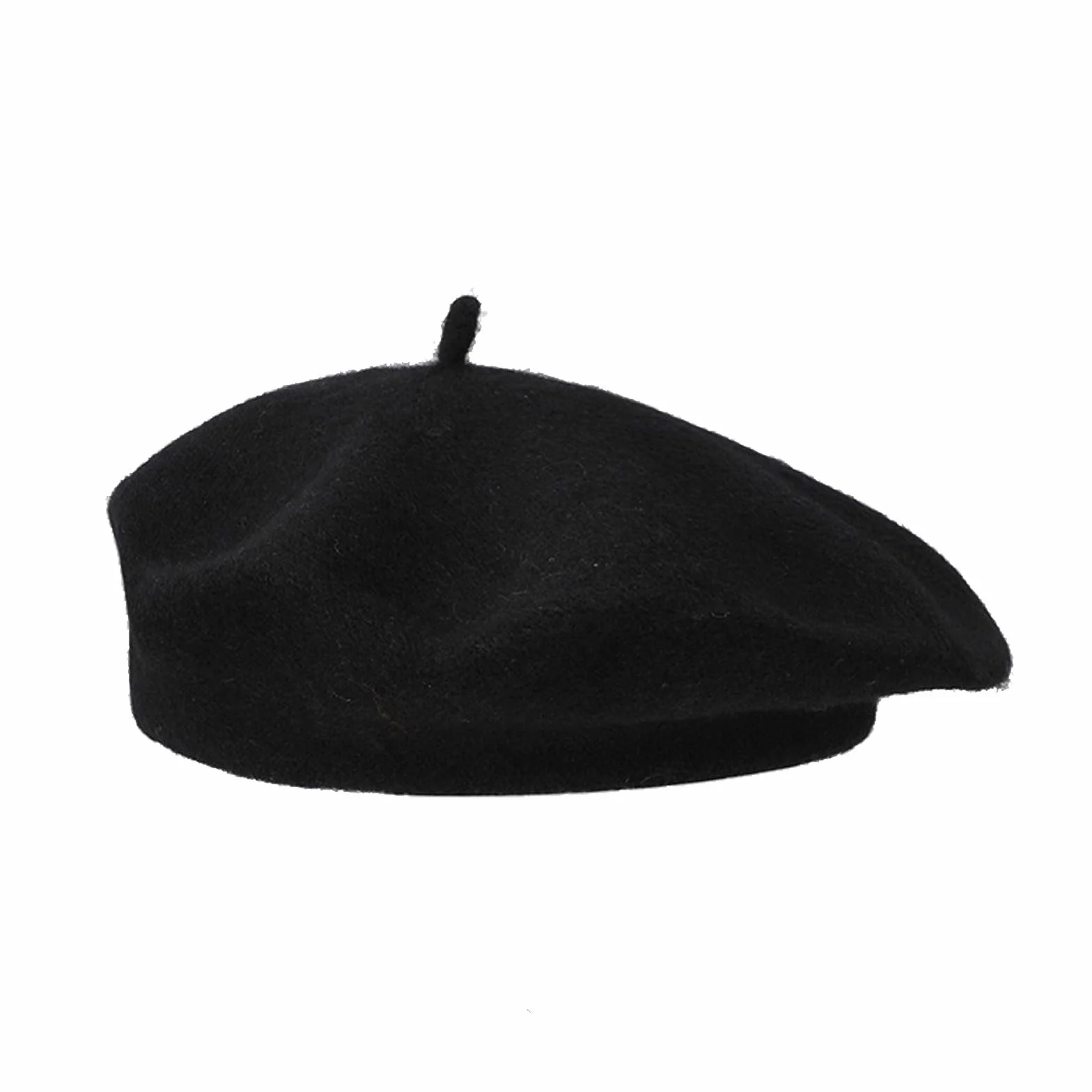 Beret wełniany dla dorosłych - Unisex miękki ciepły kapelusz artysty vintage, styl francuski, czarny