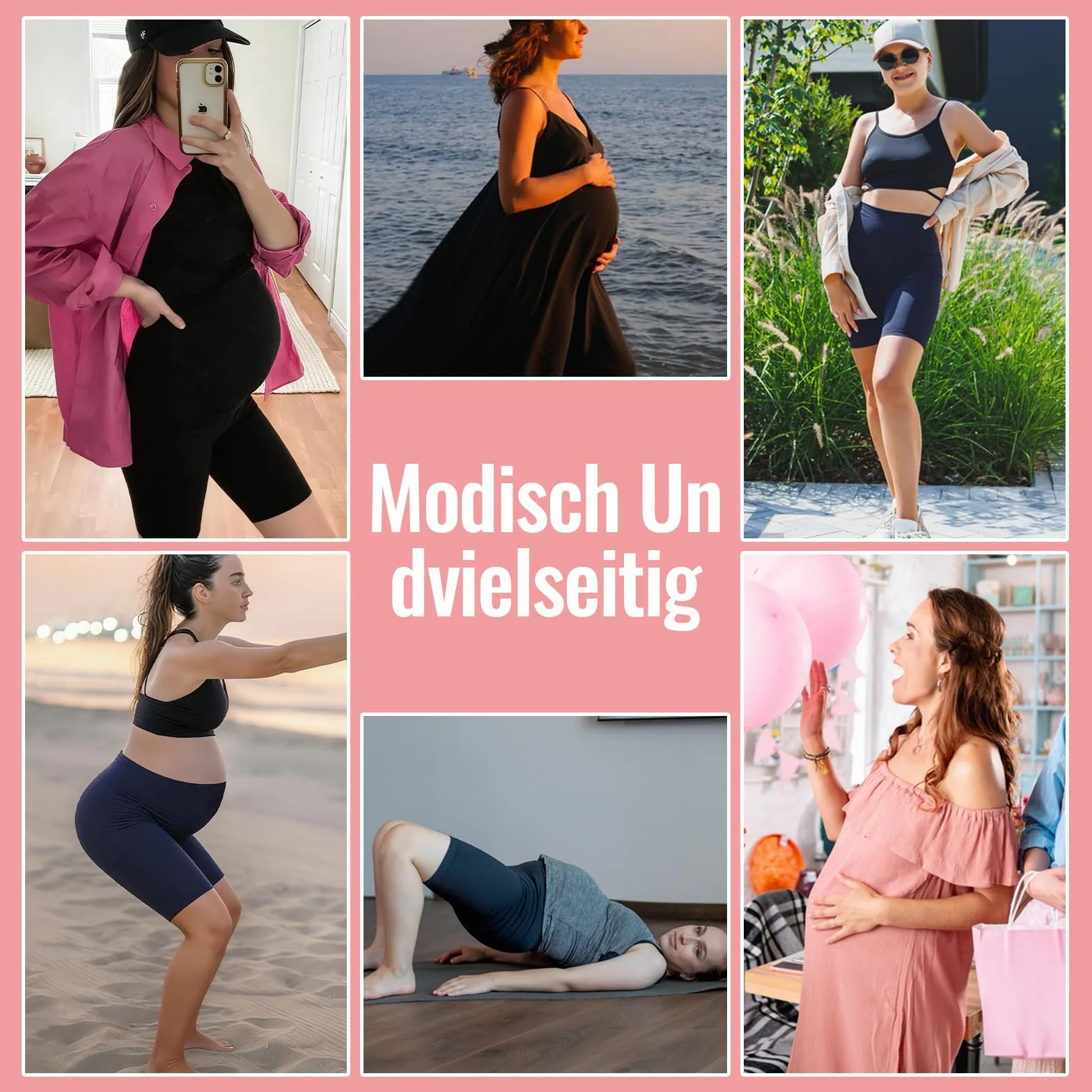 AMIYOYO Legginsy ciążowe, krótkie, moda ciążowa, spodnie ciążowe, letnie dla kobiet w ciąży, z wysokim stanem, nieprzejrzyste, elastyczne, damskie legginsy ciążowe