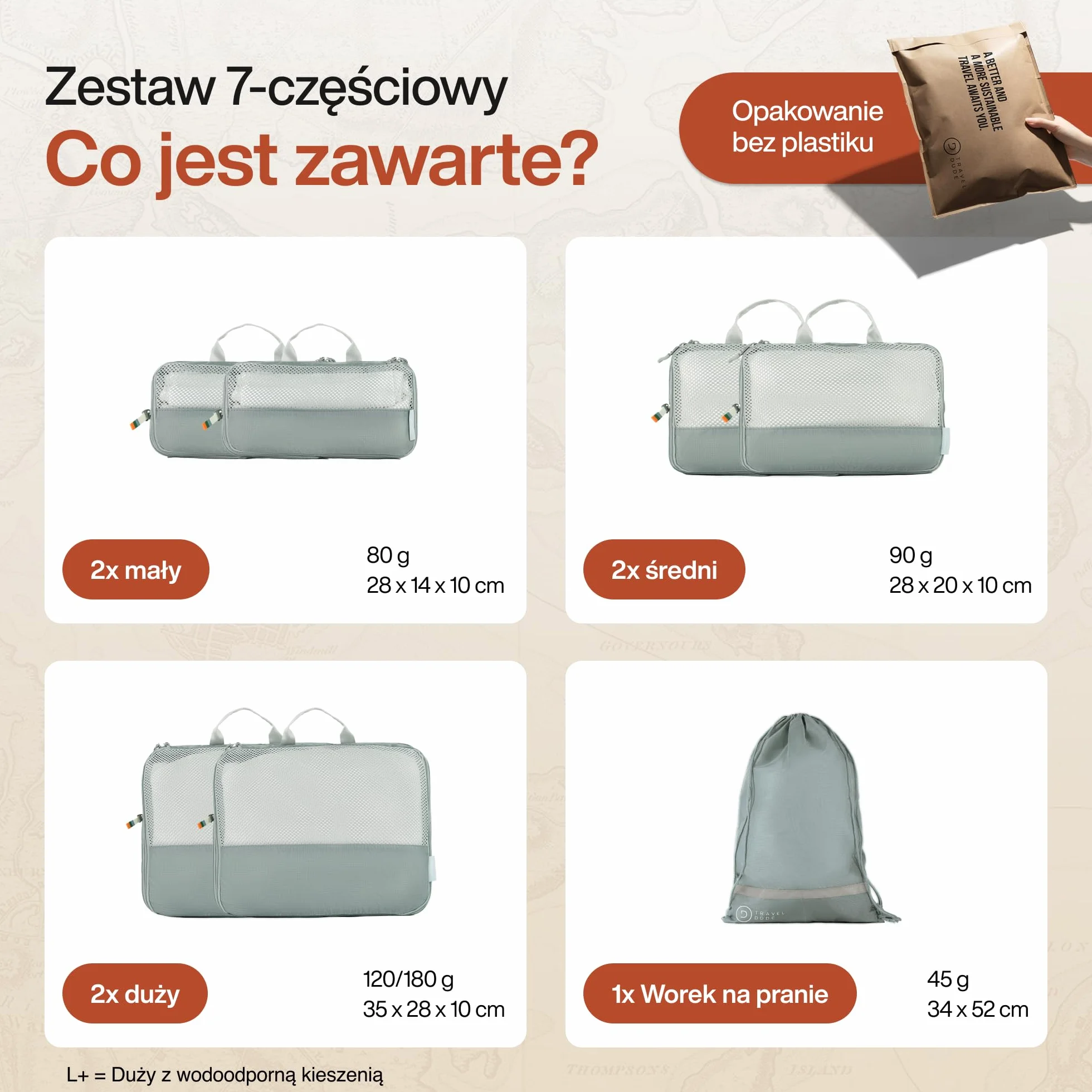 TRAVEL DUDE Organizer na walizkę zestaw, opakowanie kompresyjne w kostce, oszczędność miejsca, ultralekki organizer podróżny do plecaków lub bagażu ręcznego (7 części, Stalowoniebieski)