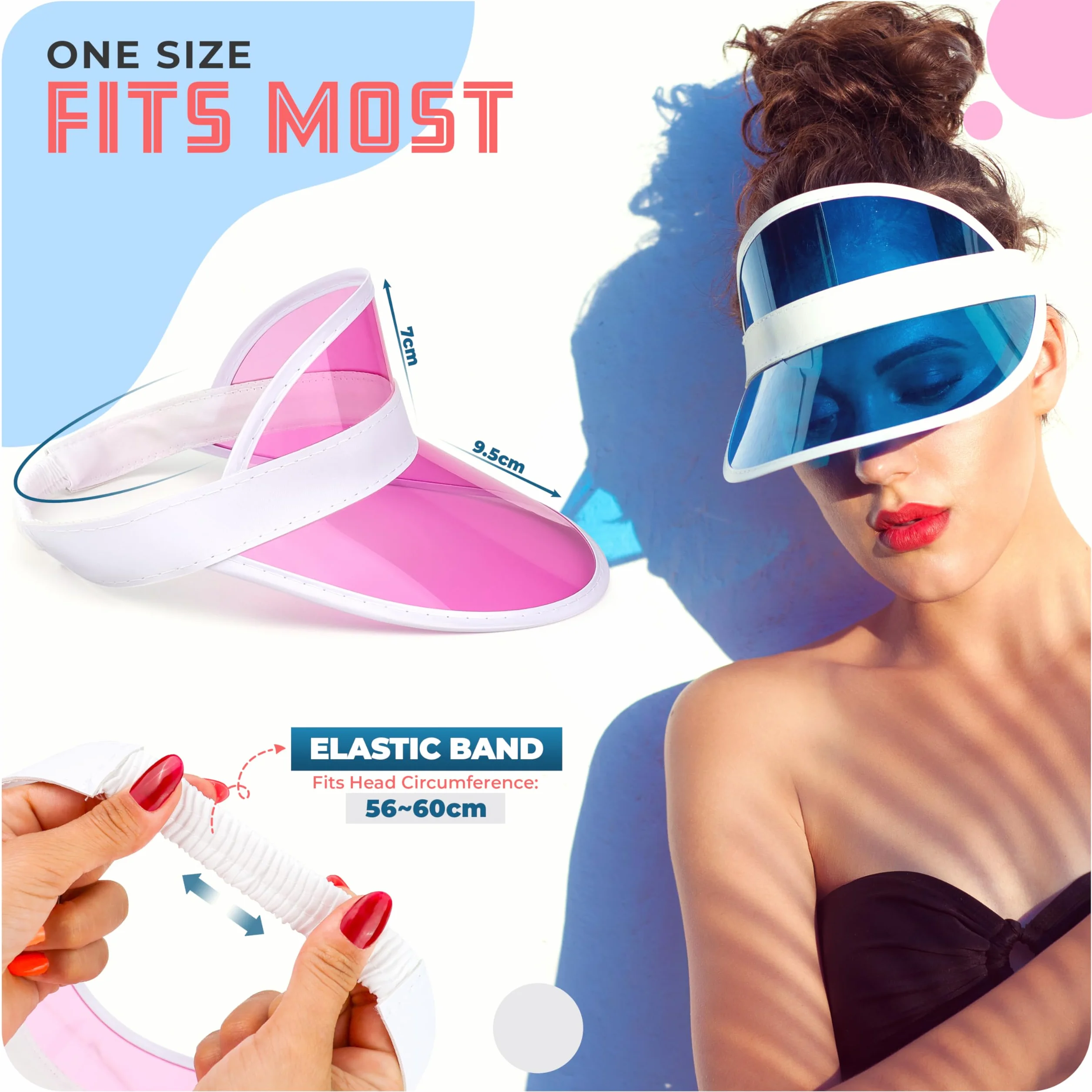 Unisex styl lat 80-tych retro neonowa osłona przeciwsłoneczna czapka opaska na głowę golf tenis jeleń poker impreza