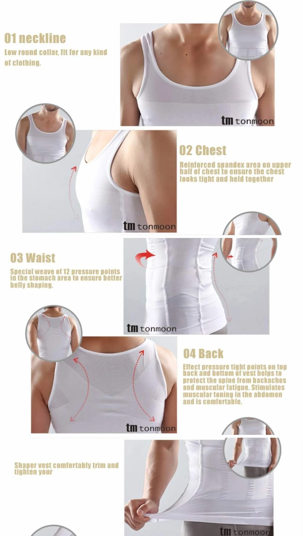 Męski Slimming Body Shaper Vest Shirt, Compression Muscle Tank