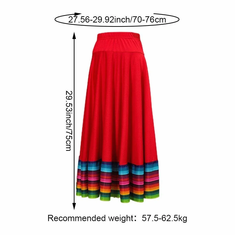 Meksykańskie spódnice ludowe dla kobiet, hiszpańska huśtawka wysoka talia spódnica, meksykańska spódnica, Flamenco ludowe stroje do tańca, elegancka spódnica treningowa