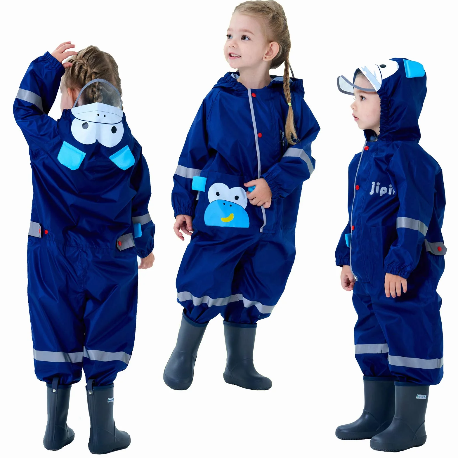 Puddle kombinezon dziecięcy wodoodporny garnitur chłopcy dziewczęta wszystko w jednym kombinezon przeciwdeszczowy z kapturem lekki wzór zwierzęcy jednoczęściowy odzież przeciwdeszczowa dla