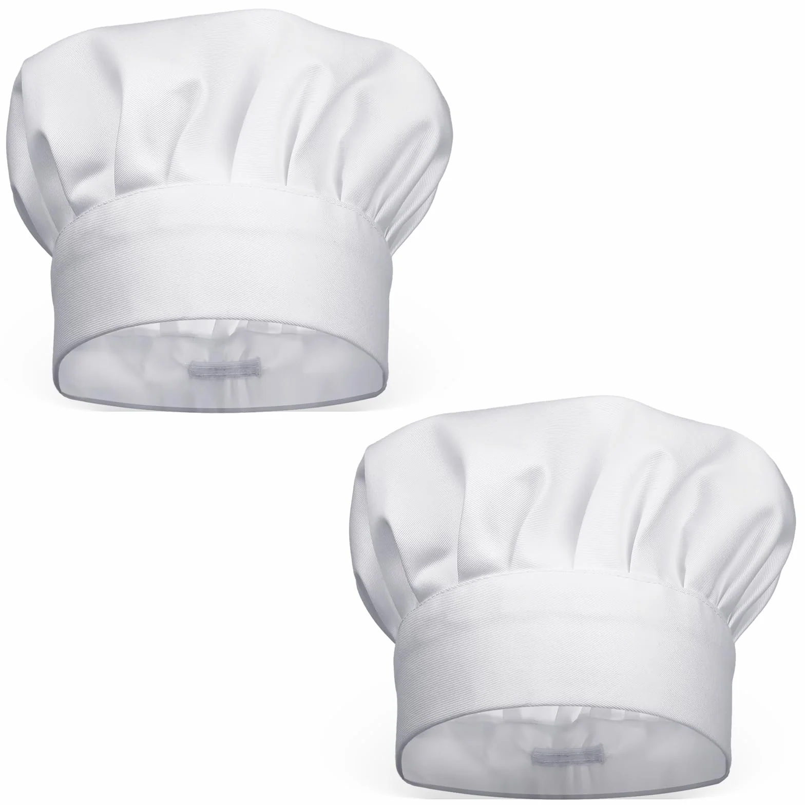 Czapka kucharska, biała, 2 sztuki, męska czapka kucharska, czapka kucharska, dla kobiet i dorosłych, uniseks, regulowana czapka kucharska, bawełniana czapka kucharska, profesjonalna czapka