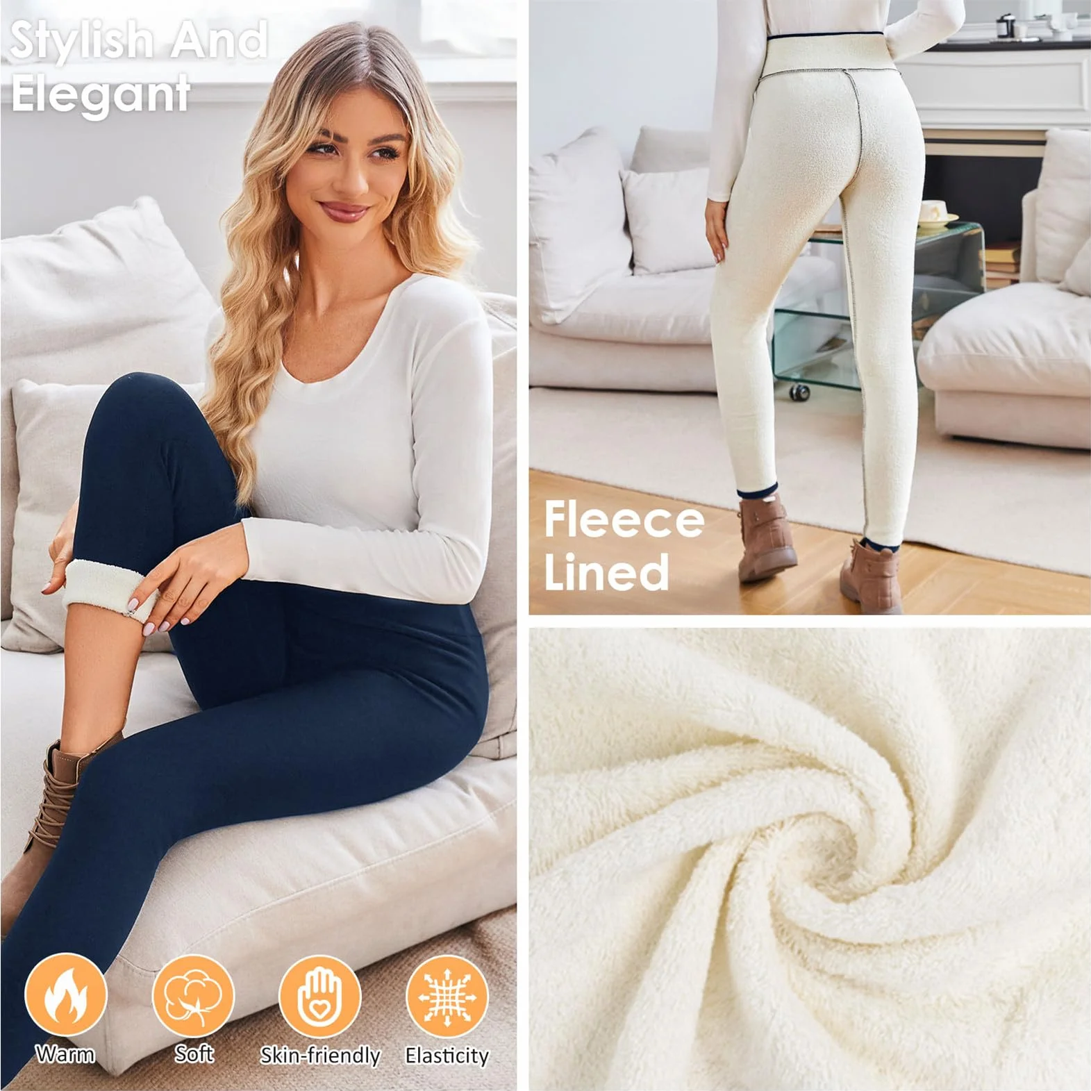 Tolaler Damskie legginsy polarowe, ciepłe legginsy damskie na zimę, legginsy termiczne z wysokim stanem, do jogi, fitnessu, na narty, grube, rozciągliwe legginsy